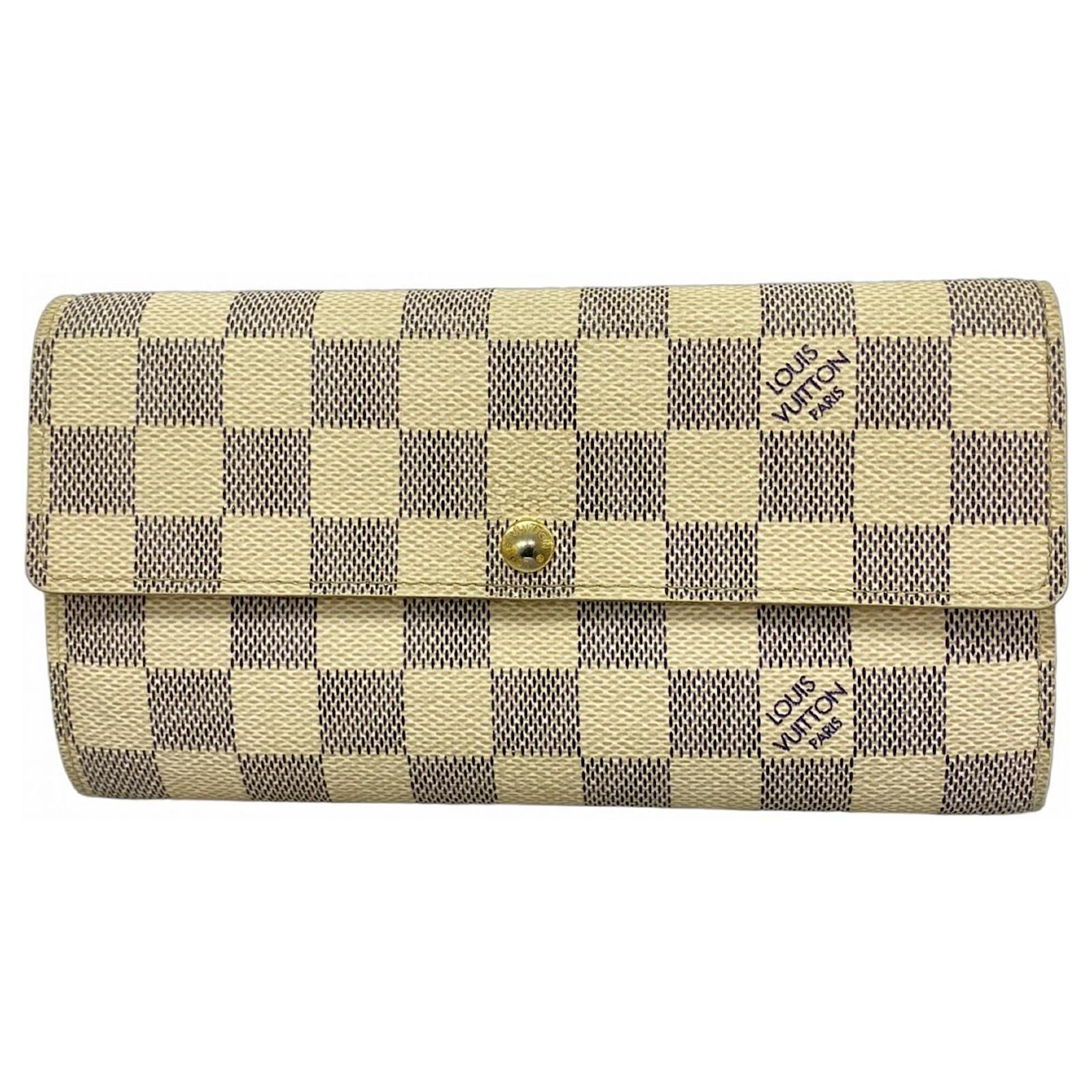 Louis Vuitton Long Wallet Damier Azur Portefeuille Sarah White  ref.2324862