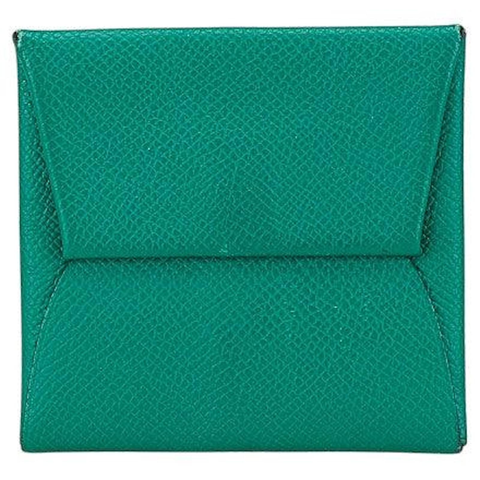 Hermès Hermes Bastia Vau Epsom Coin Case Green Leather  ref.2324665