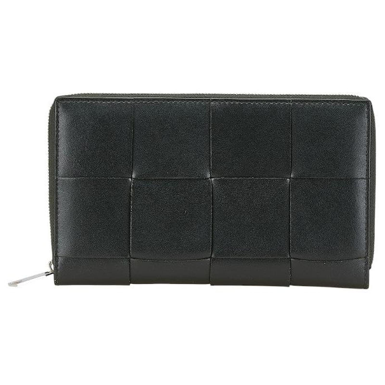 Bottega Veneta Leather Cassette Intrecciato Long Wallet Black Orange  ref.2324660