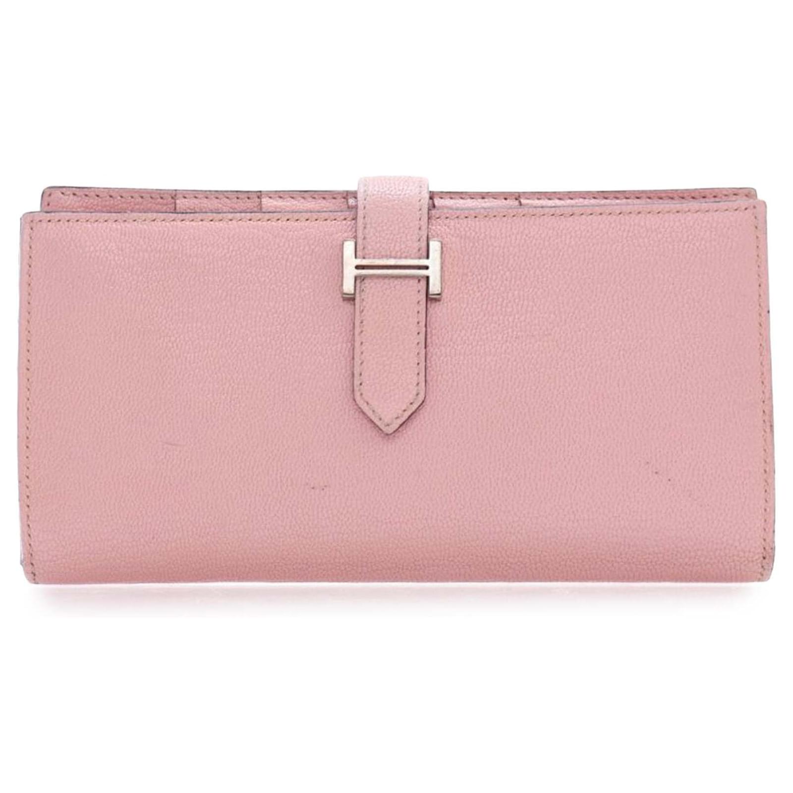 Hermès Pink Chevre Mysore Bearn Long Wallet Leather Goatskin  ref.2324491