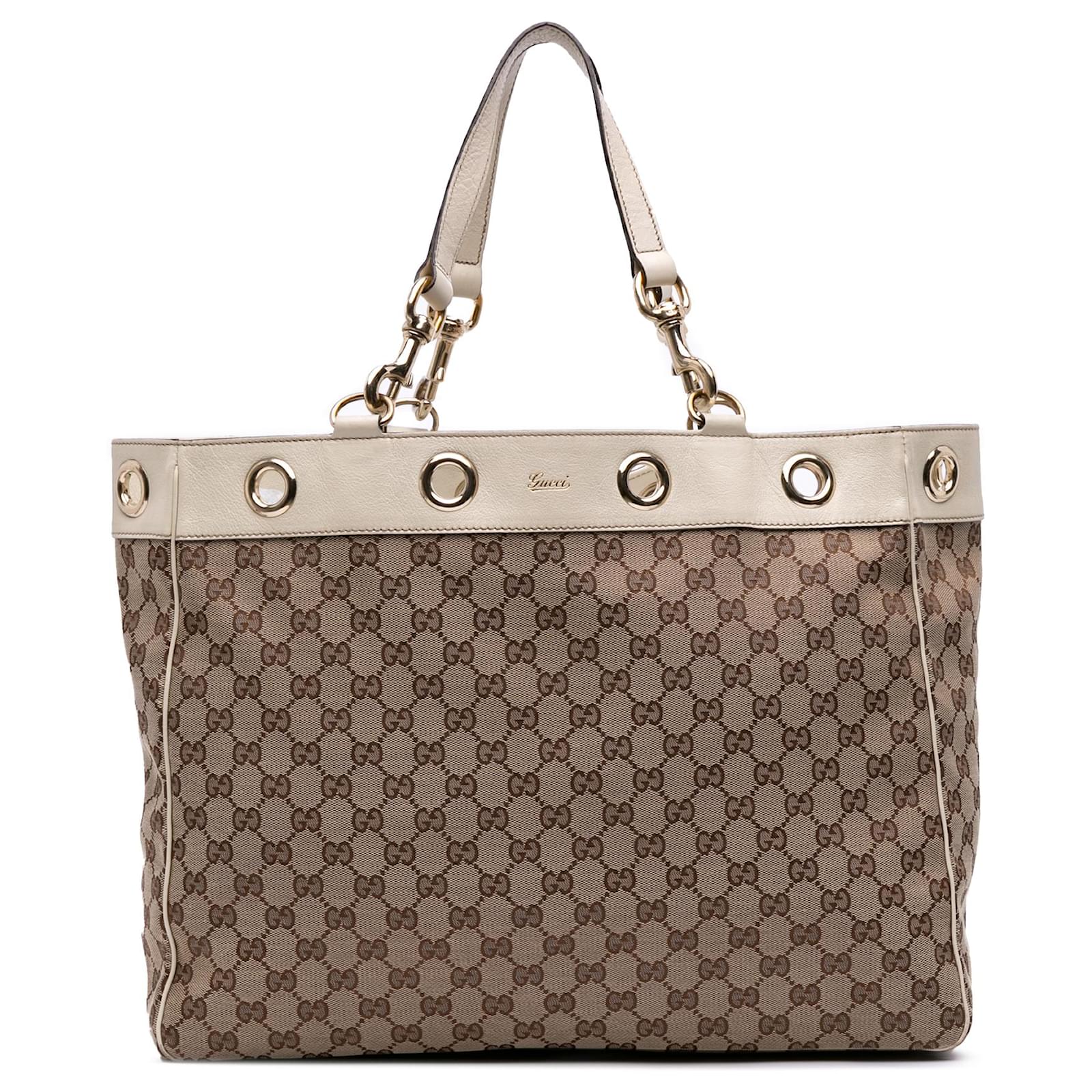 Gucci Brown Large GG Canvas Positano Tote Beige Cloth Cloth  ref.2324444