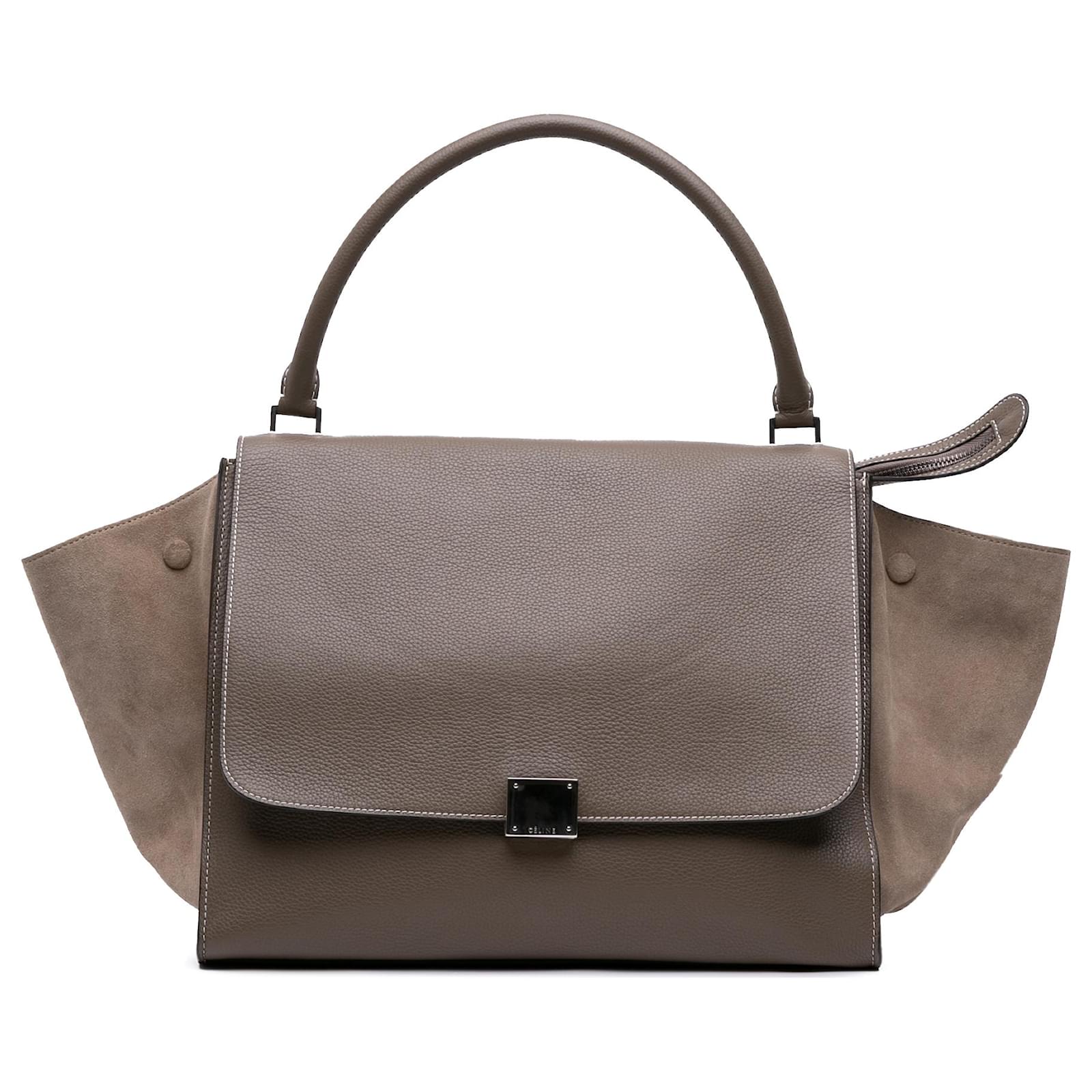 Céline Celine Brown Large Leather Trapeze Satchel Taupe Pony-style calfskin  ref.2324439