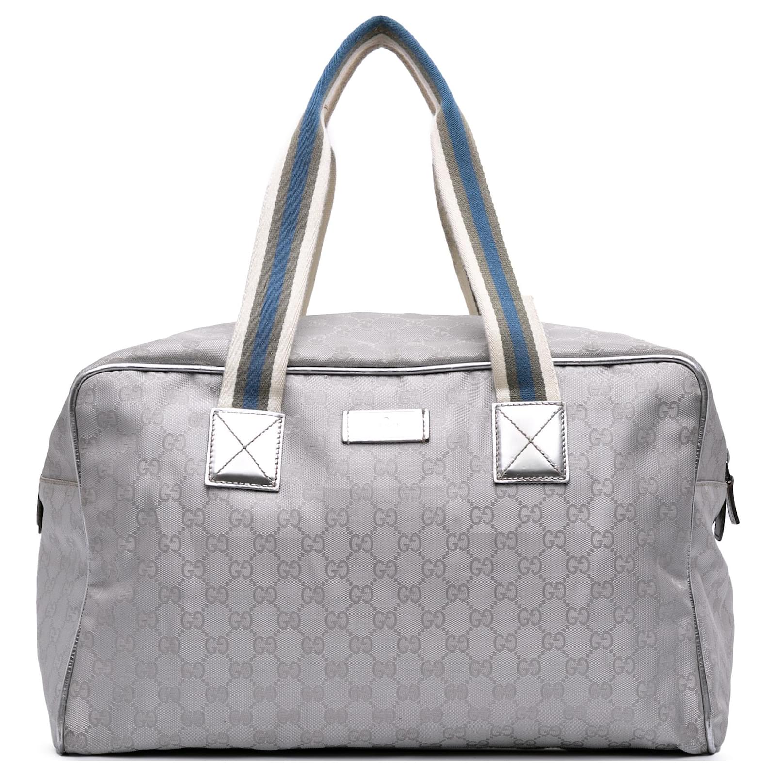 Gucci Silver GG Imprime Web Duffle Bag Silvery Cloth Cloth  ref.2324409