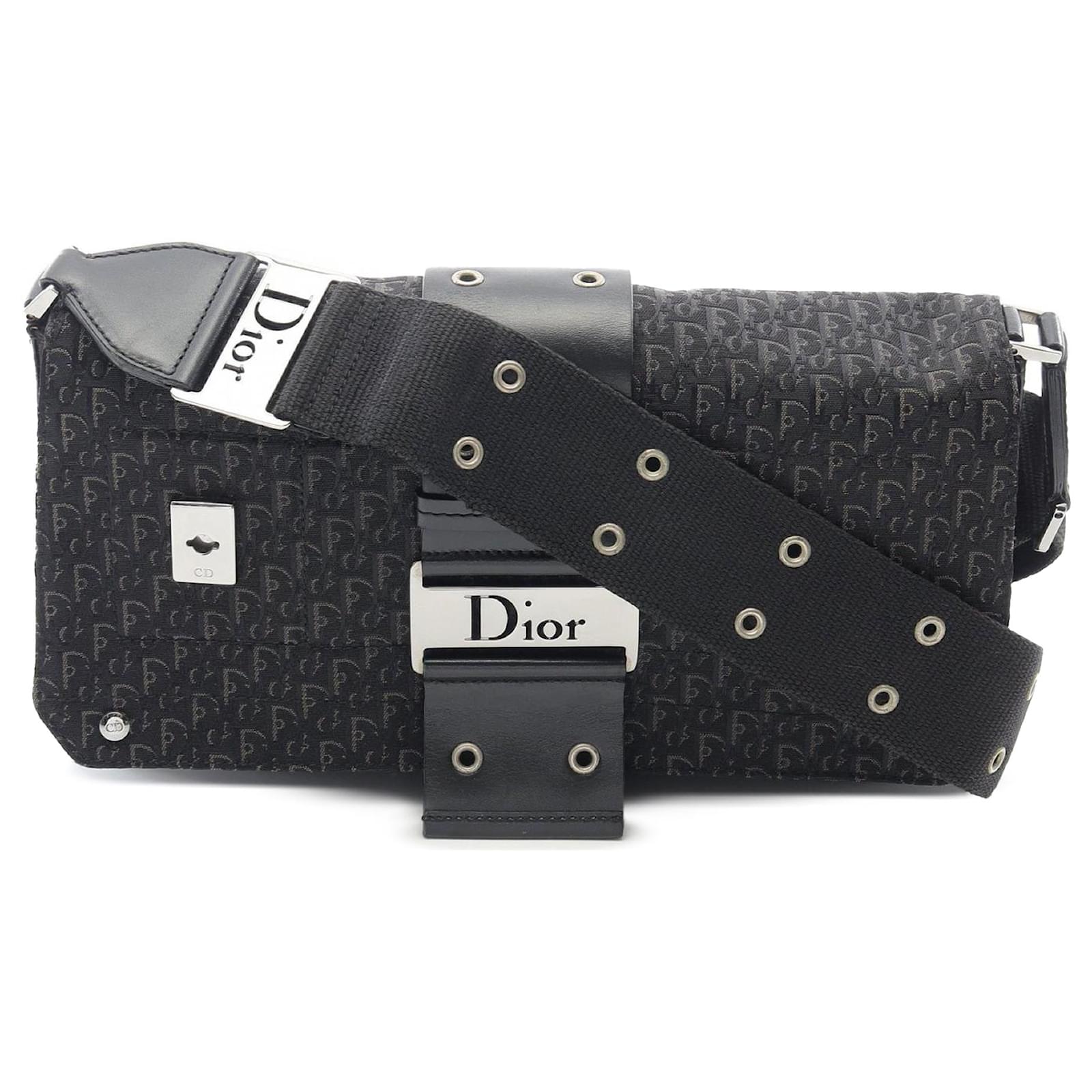 Dior Black Diorissimo Trotter Canvas Street Chic Crossbody Cloth Cloth  ref.2324393