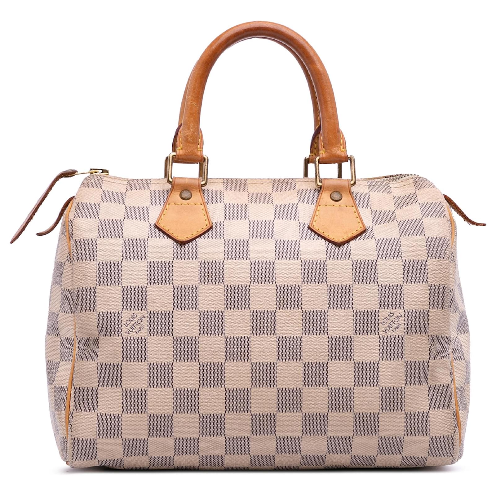 Louis Vuitton White Damier Azur Speedy 25 Leather Cloth  ref.2324388