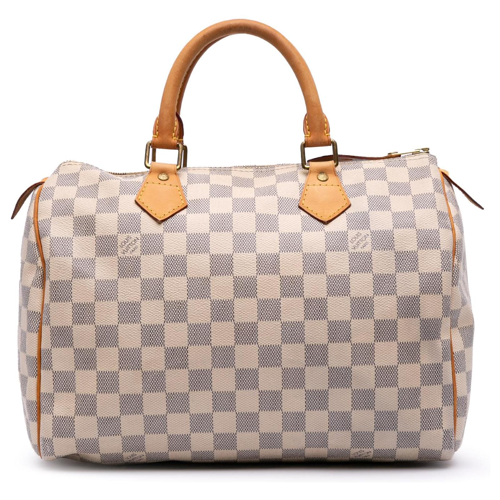 Louis Vuitton White Damier Azur Speedy 30 Leather Cloth  ref.2324385