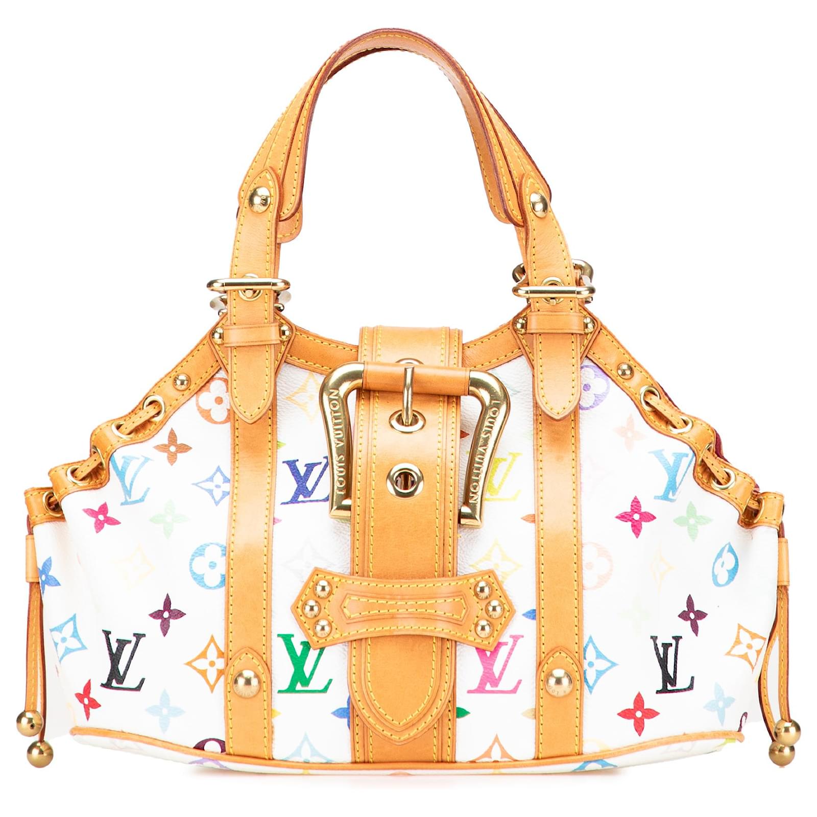 Louis Vuitton White Monogram Multicolore Theda PM Leather Cloth  ref.2324383