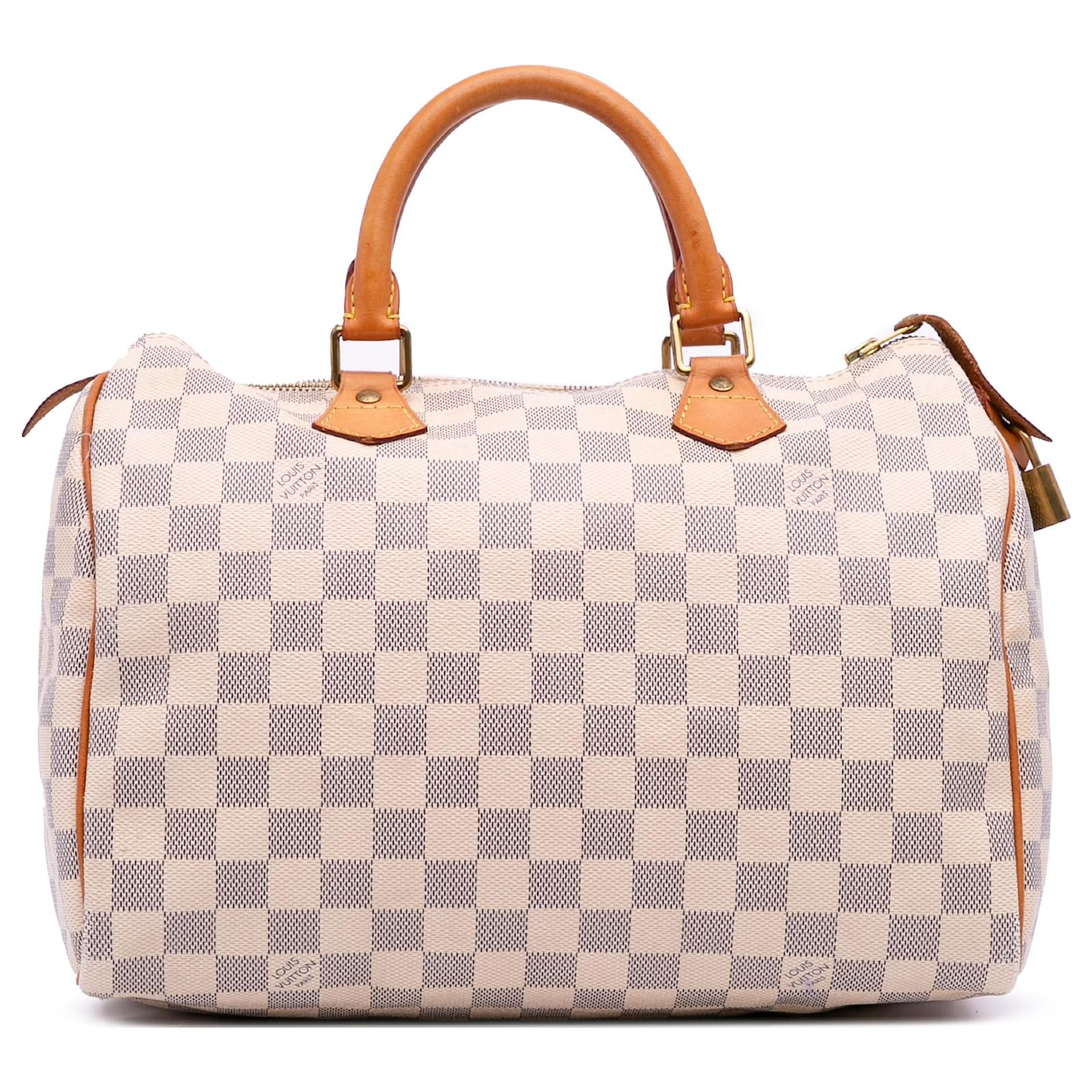 Louis Vuitton White Damier Azur Speedy 30 Leather Cloth  ref.2324371