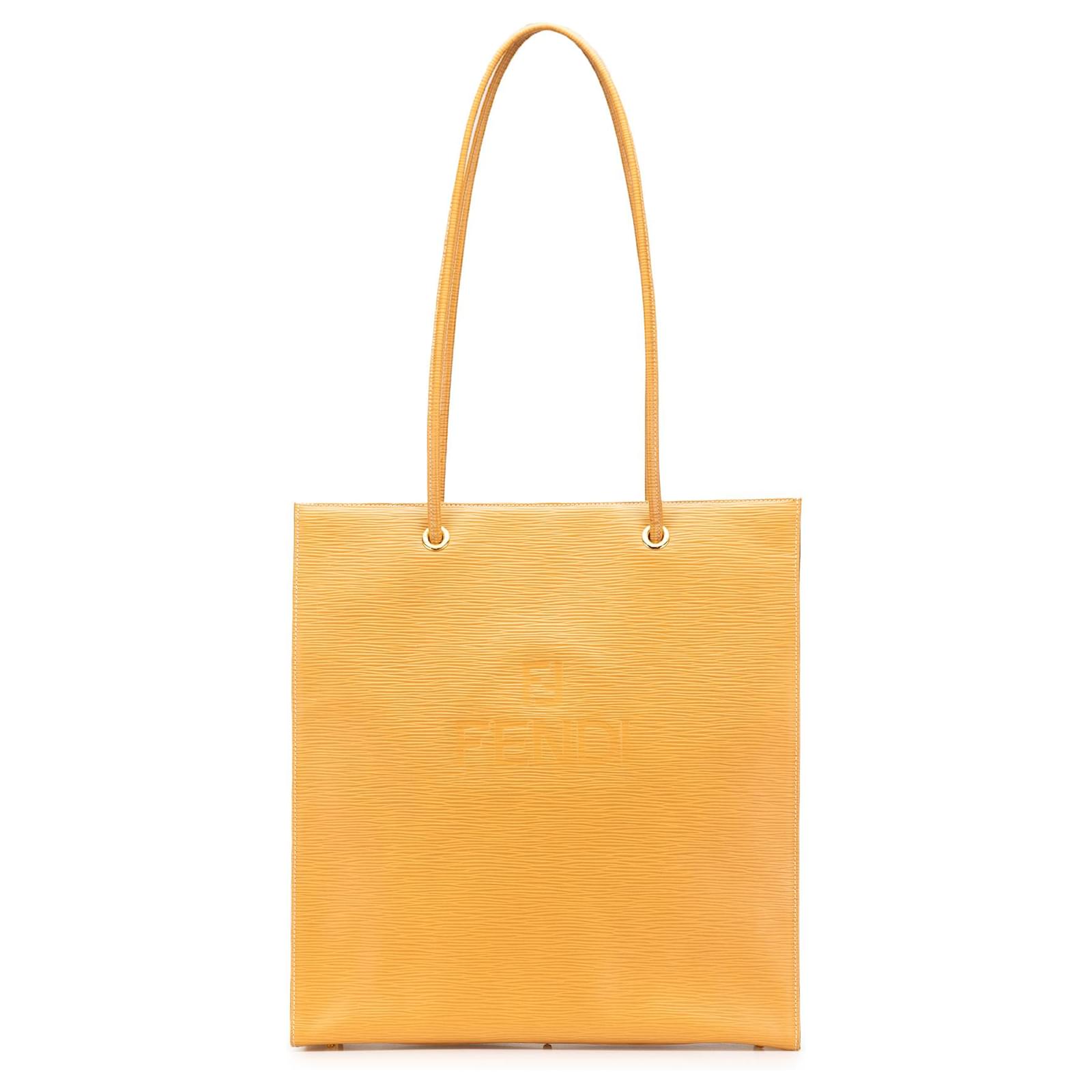 Fendi Yellow Leather Tote Pony-style calfskin  ref.2324335