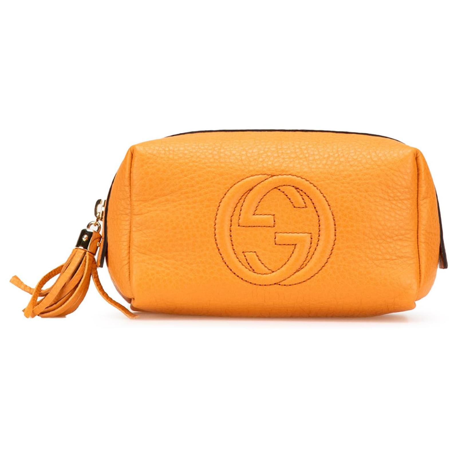 Gucci Orange Leather Soho Cosmetic Pouch Pony-style calfskin  ref.2324323