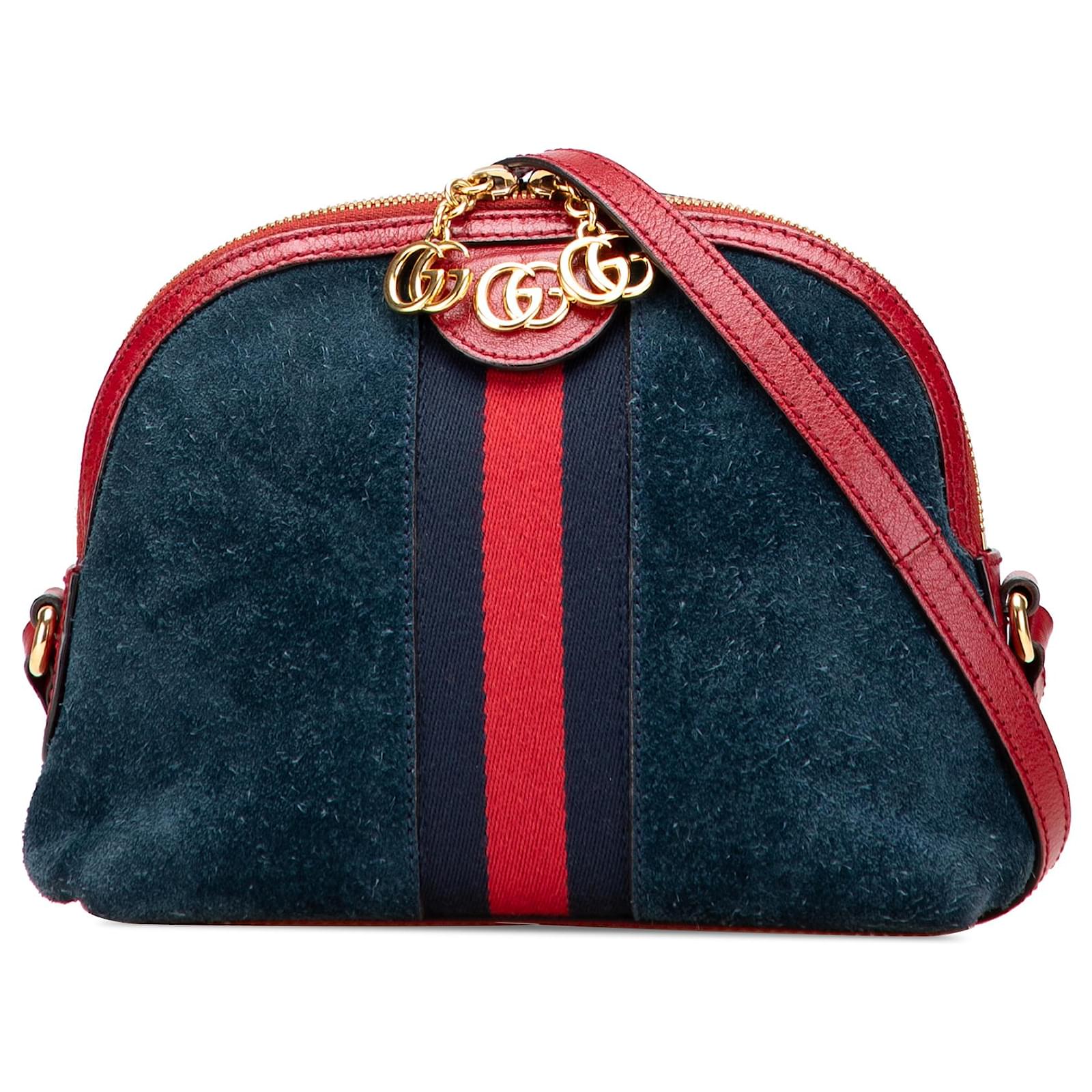 Gucci Blue Small Suede Ophidia Dome Crossbody Leather Pony-style calfskin  ref.2324304