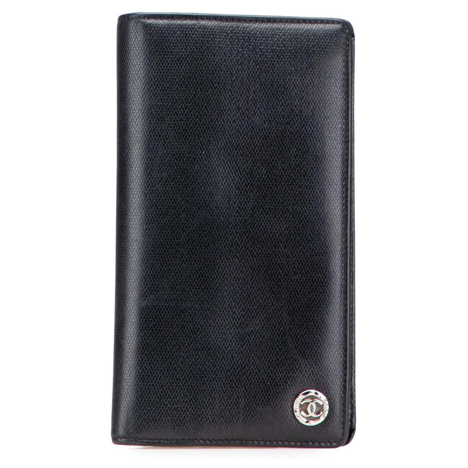 Chanel Black Lambskin Leather CC Button Long Wallet Pony-style calfskin  ref.2324301