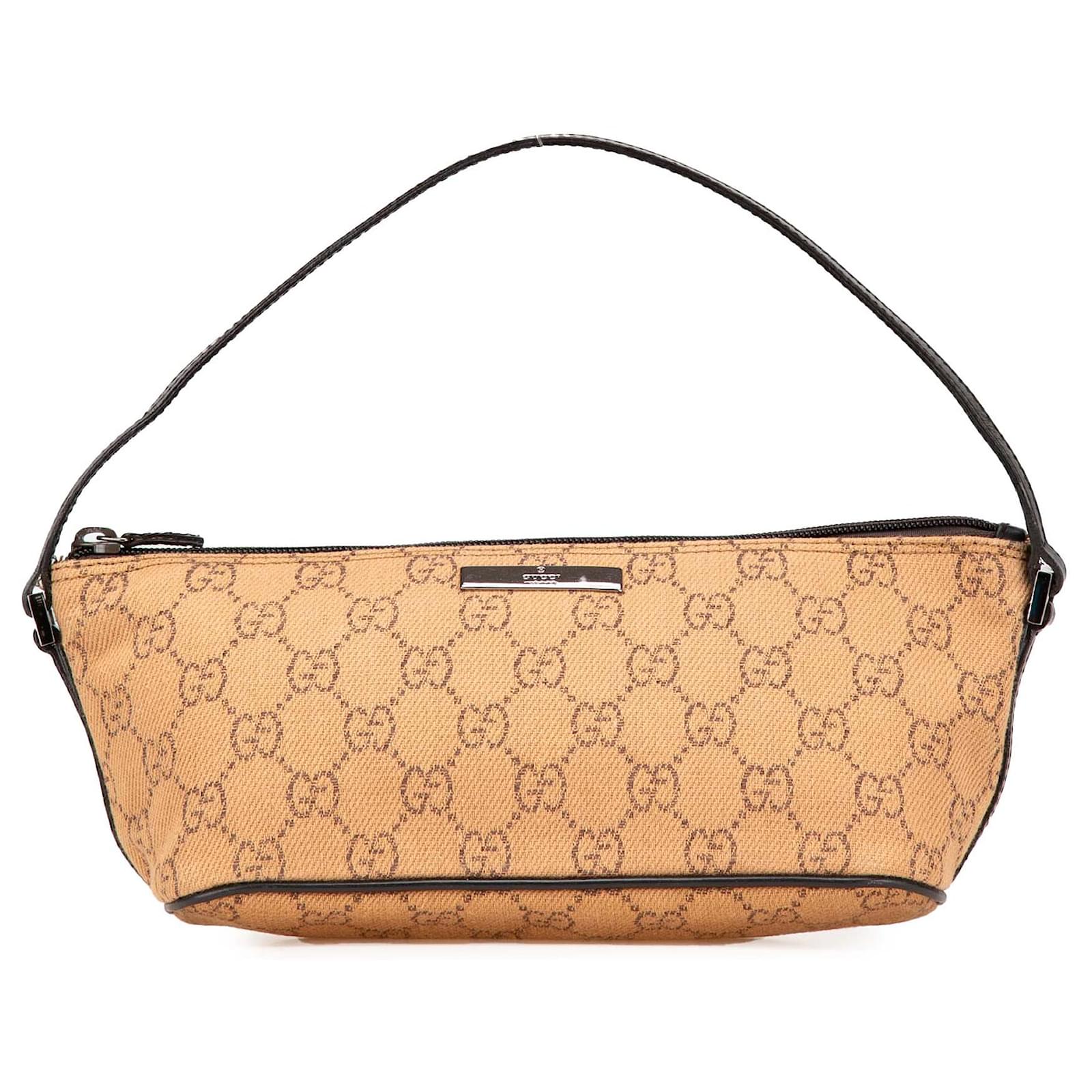 Gucci Brown GG Denim Boat Beige Leather Pony-style calfskin Cloth  ref.2324298