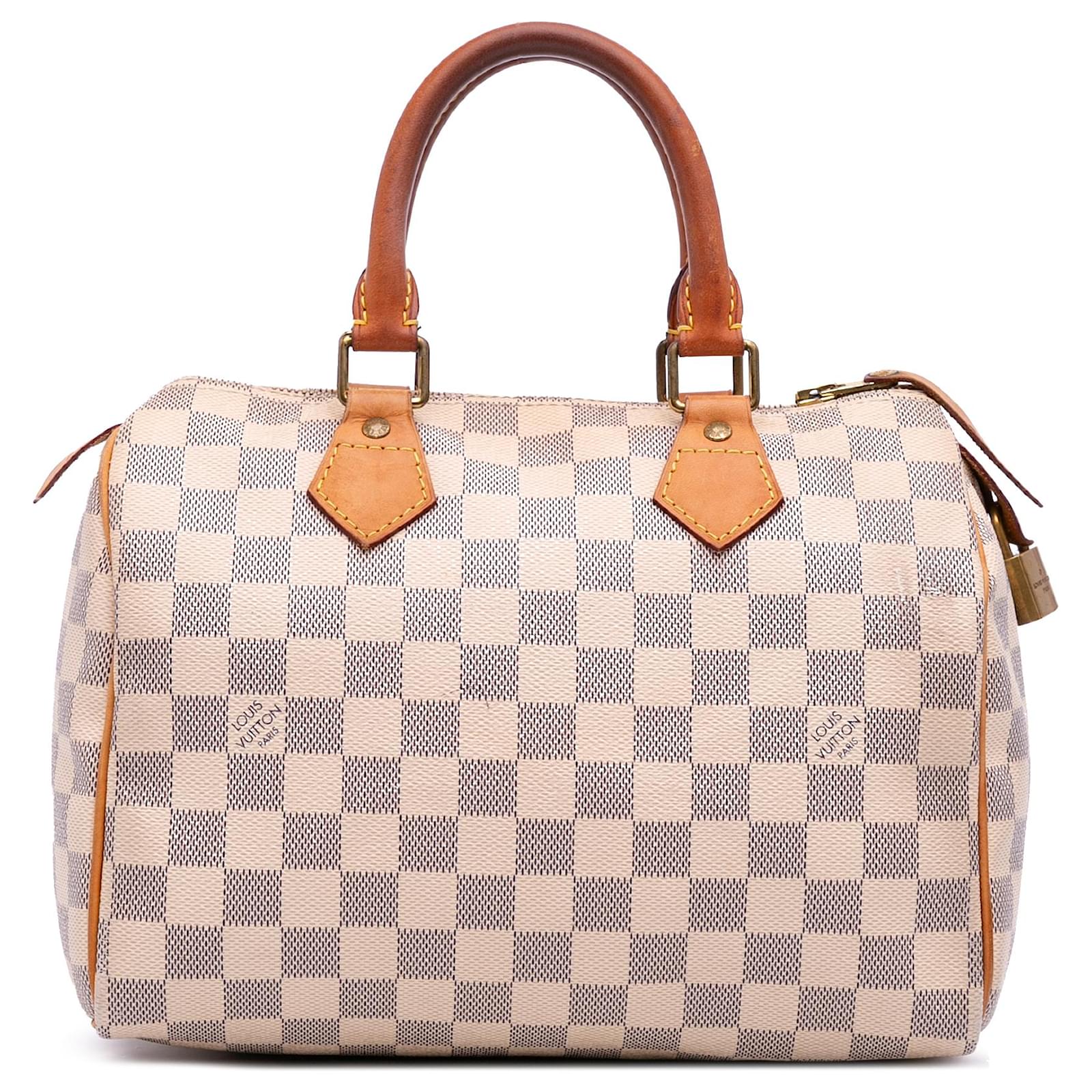 Louis Vuitton White Damier Azur Speedy 25 Leather Cloth  ref.2324299