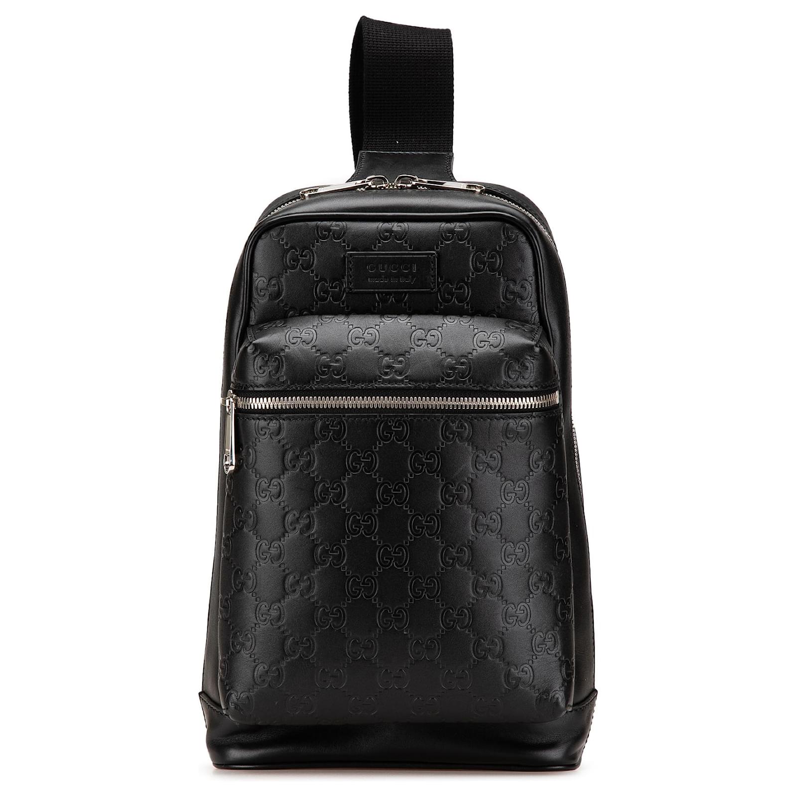 Gucci Black Guccissima Sling Backpack Leather Pony-style calfskin  ref.2324297