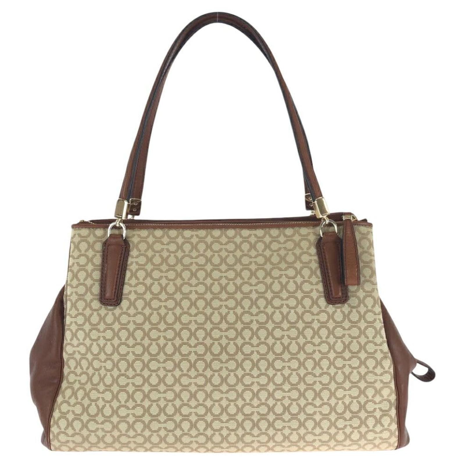 Coach Canvas Madison Op Art 2way bag Brown Beige Cloth  ref.2085666