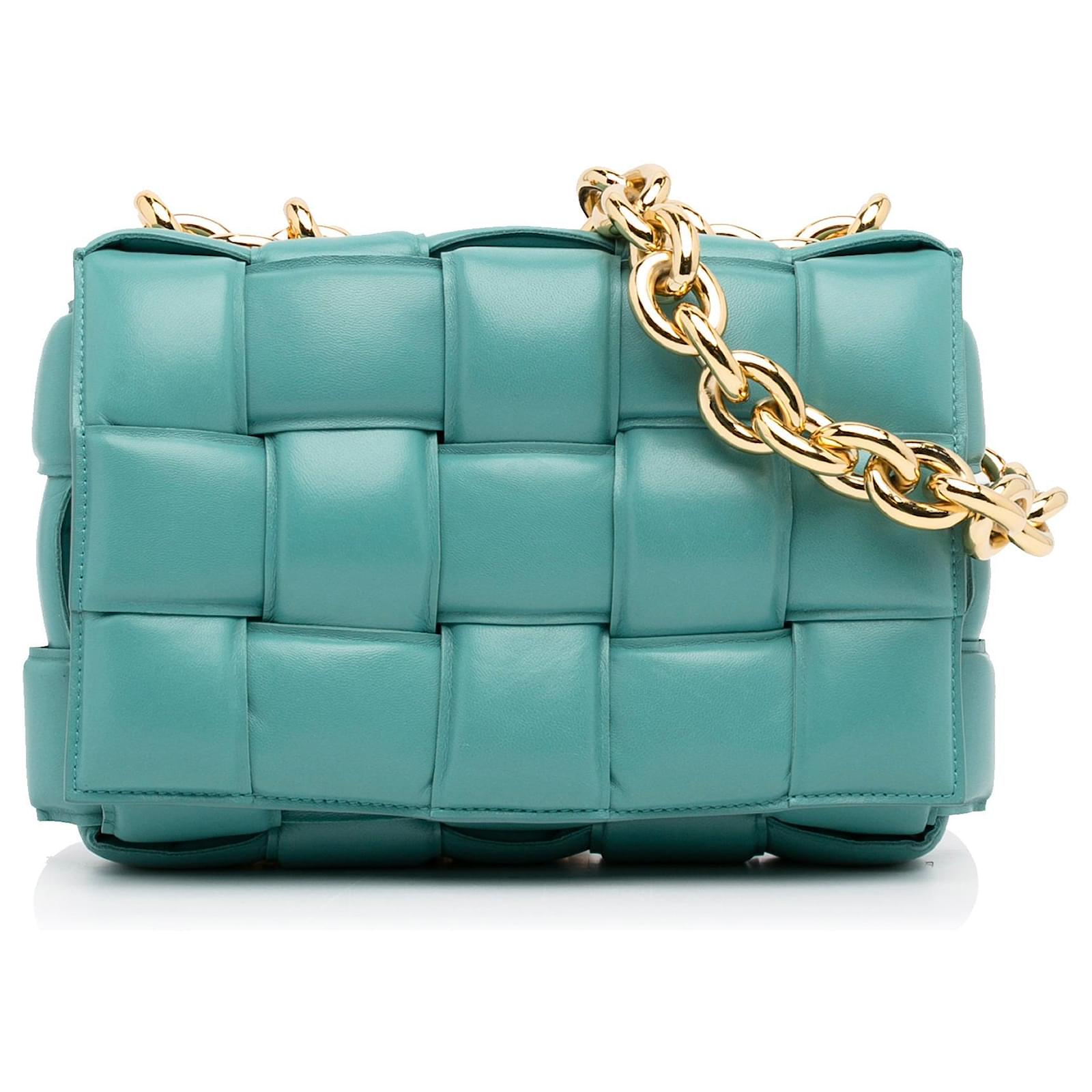 Bottega Veneta Nappa Intrecciato Padded Chain Cassette Satchel Blue Leather  ref.2327142