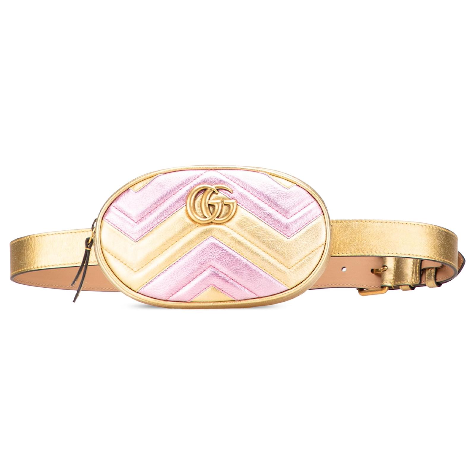 Gucci Gold GG Marmont Matelasse Leather Belt Bag Golden Pony-style calfskin  ref.2327130