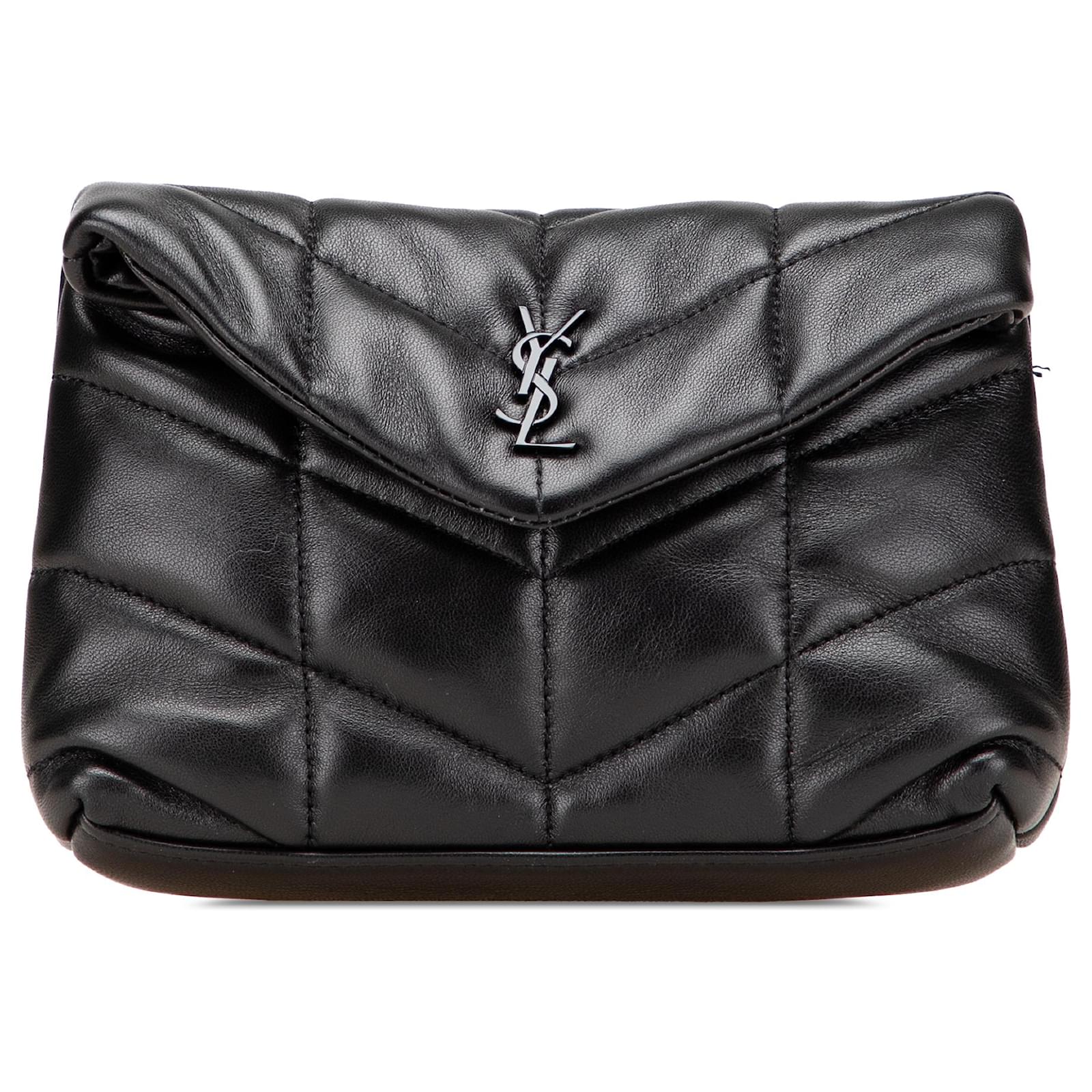 Saint Laurent Black Small Lambskin LouLou Puffer Clutch Leather  ref.2327098