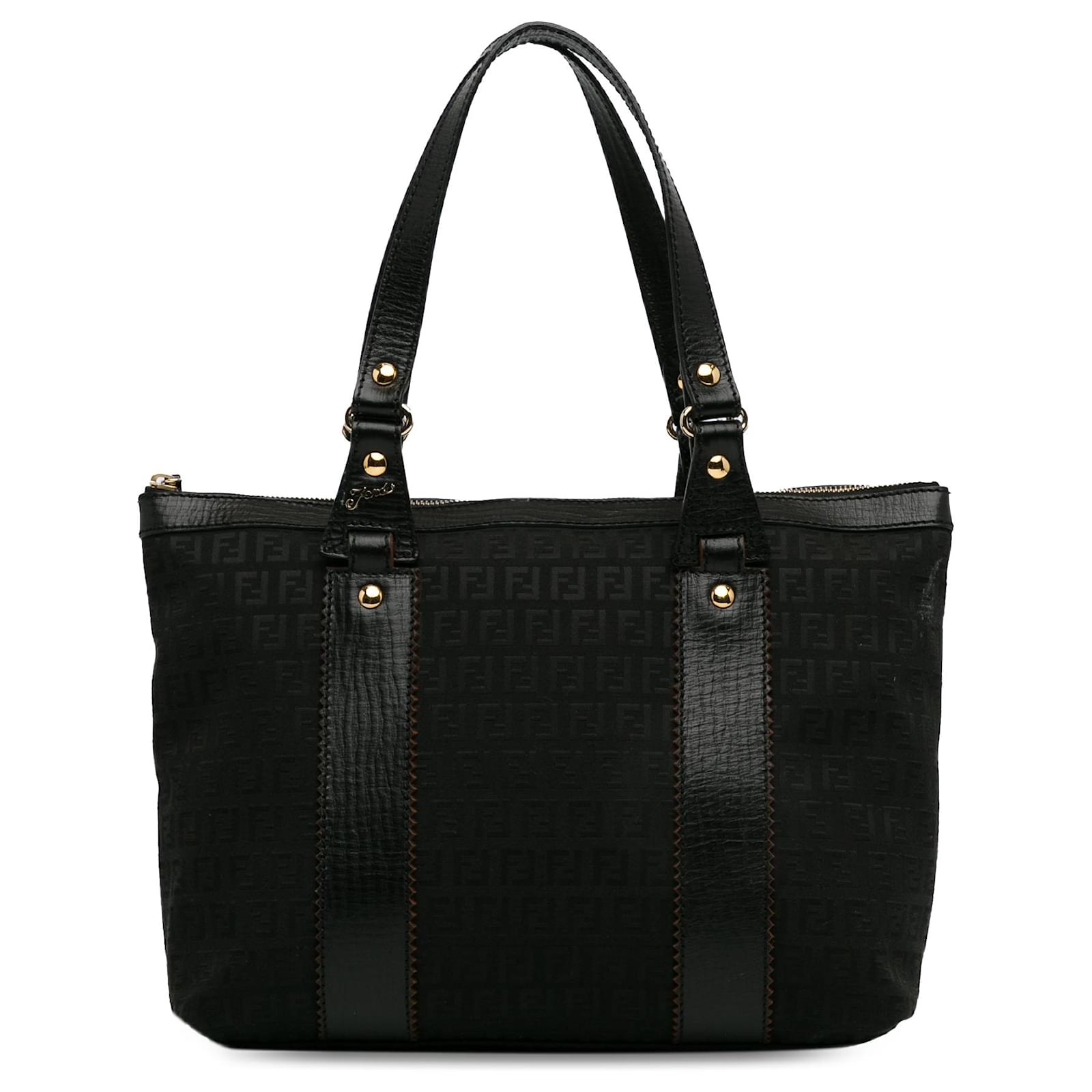 Fendi Black Zucchino Canvas Tote  Cloth Cloth  ref.2327079
