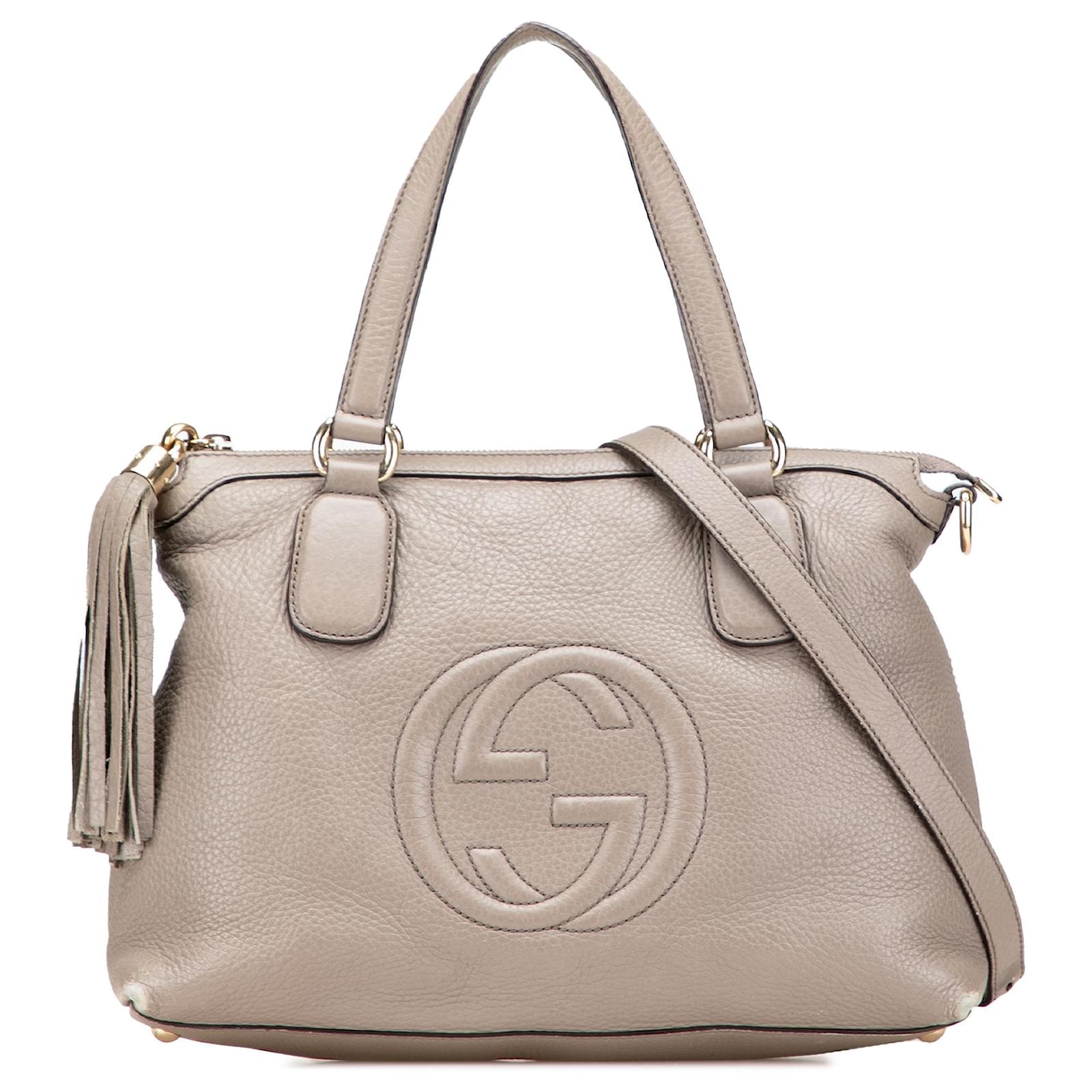 Gucci Brown Small Leather Soho Working Satchel Taupe Pony-style calfskin  ref.2327072