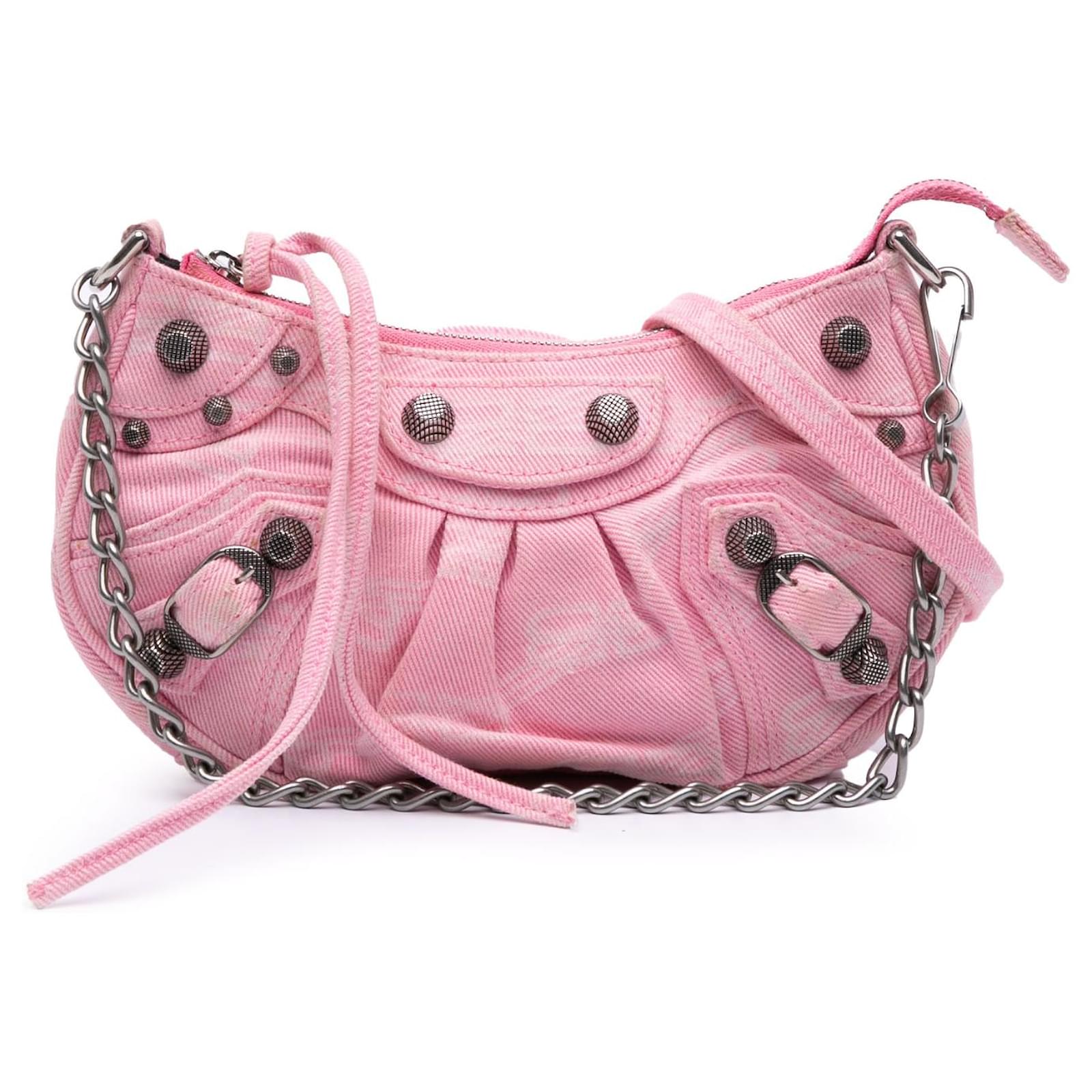 Balenciaga Pink Mini BB Monogram Denim Le Cagole Cloth  ref.2327071
