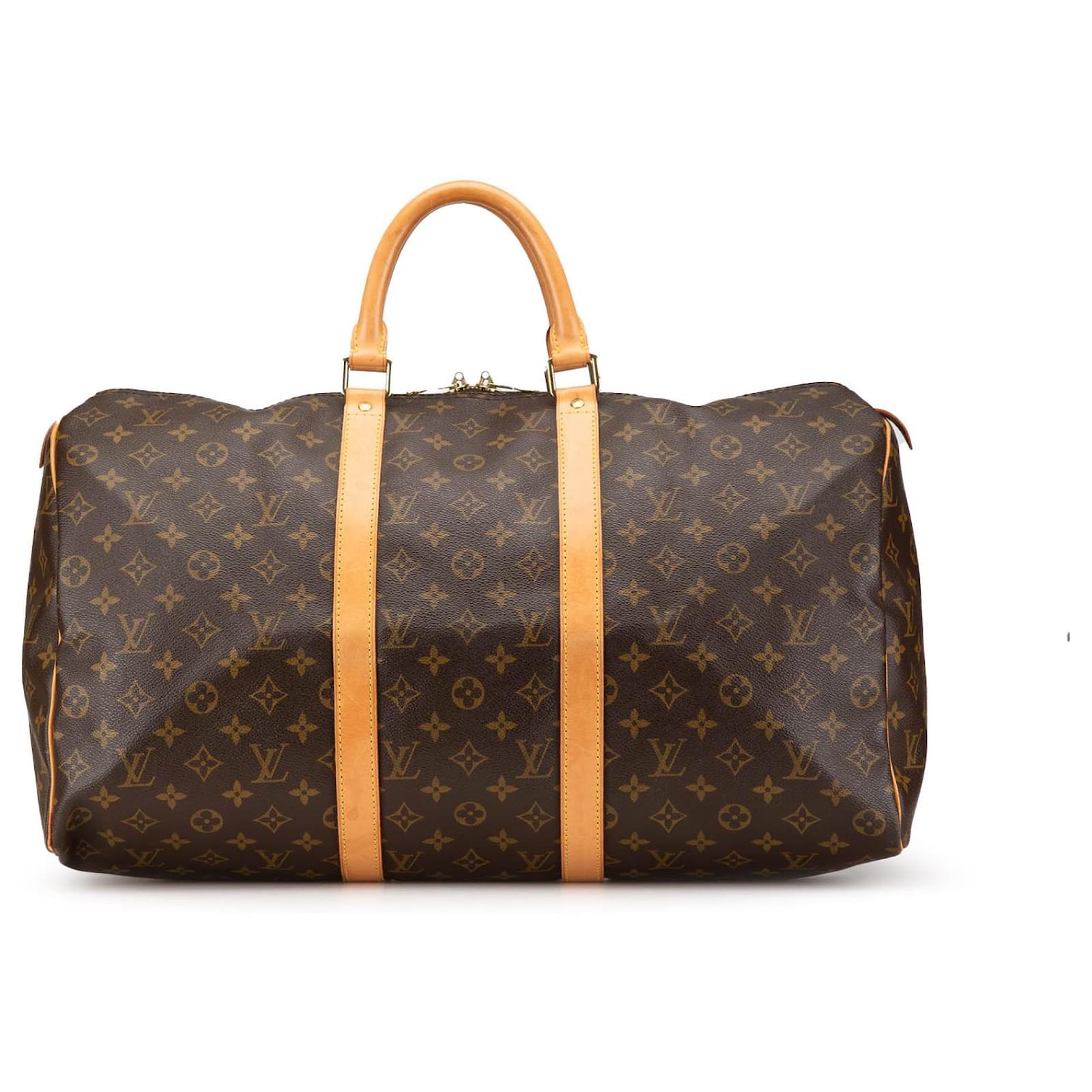 Louis Vuitton Brown Monogram Keepall 50 Leather Cloth  ref.2327066