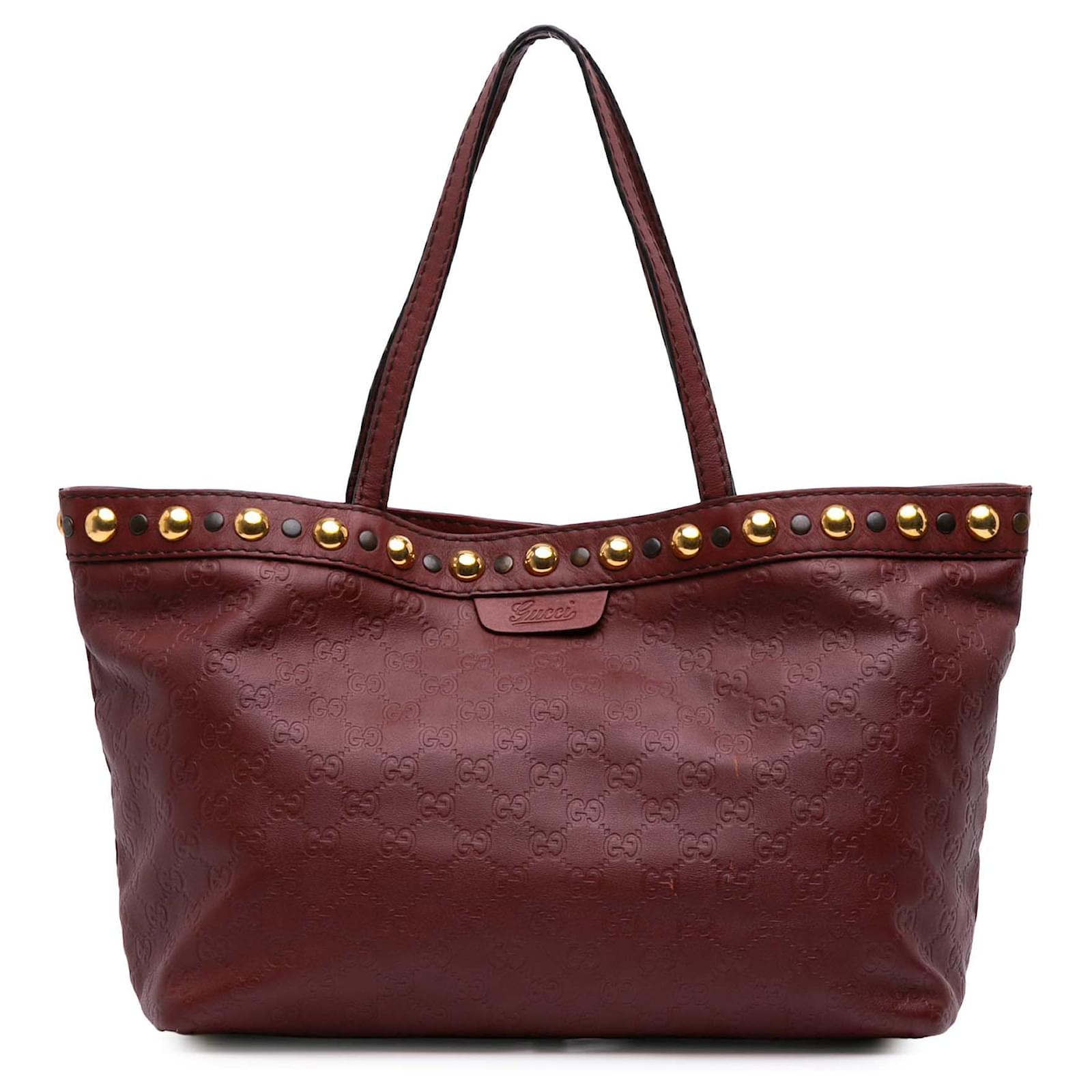 Gucci Red Guccissima Babouska Tote Dark red Leather Pony-style calfskin  ref.2327064