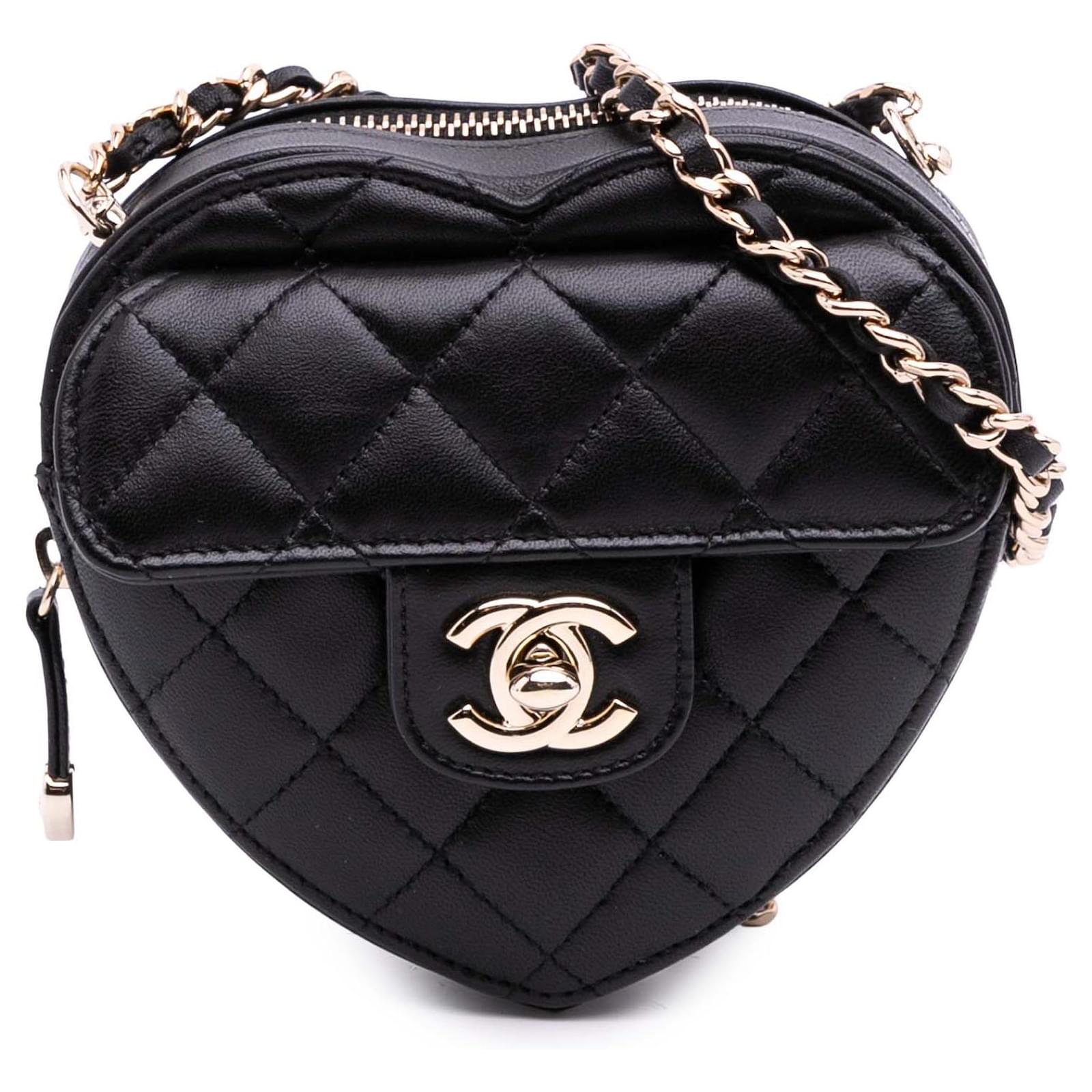 Chanel Black Mini Lambskin CC in Love Heart Crossbody Leather  ref.2327063