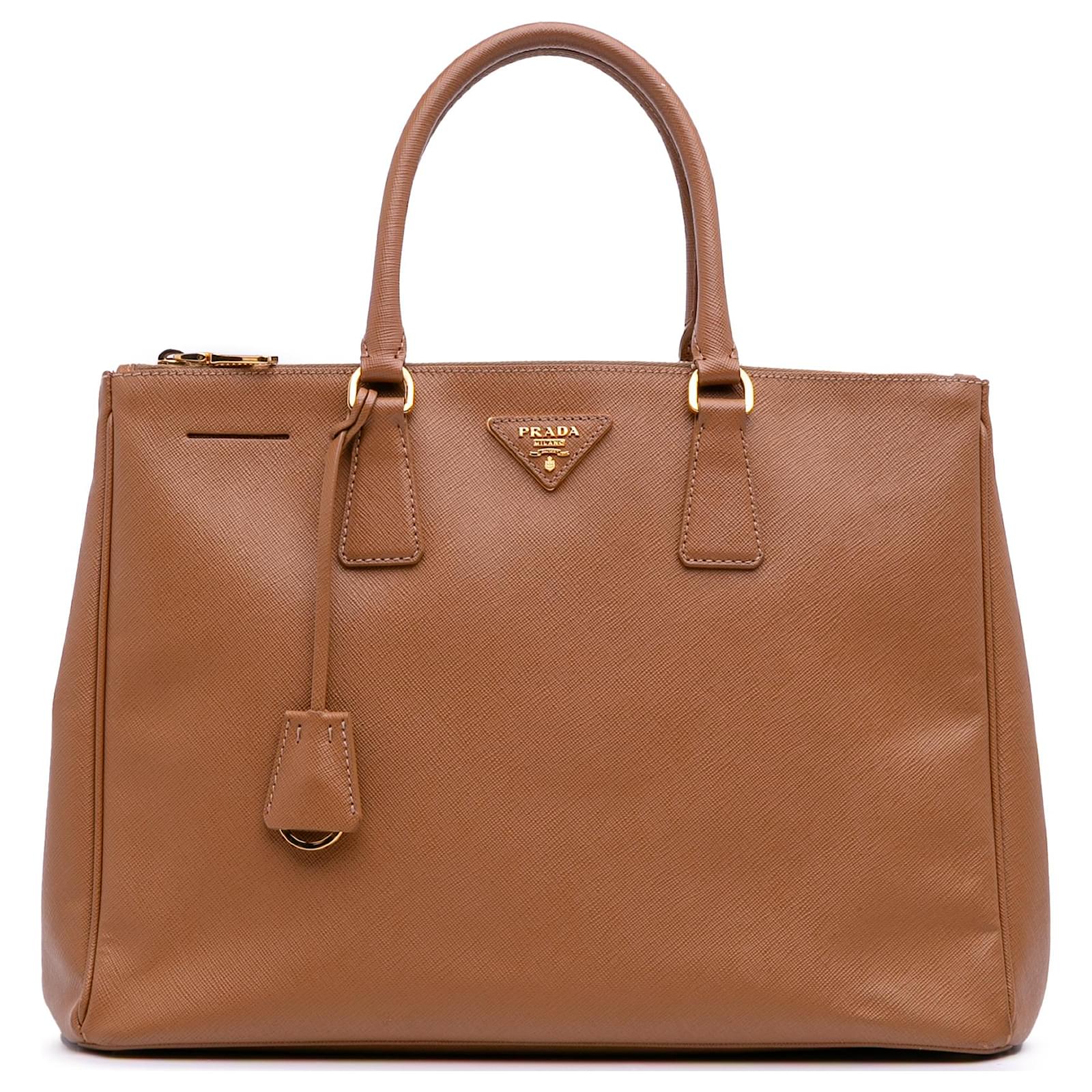 Prada Brown Large Saffiano Lux Galleria Double Zip Satchel Leather  ref.2327024