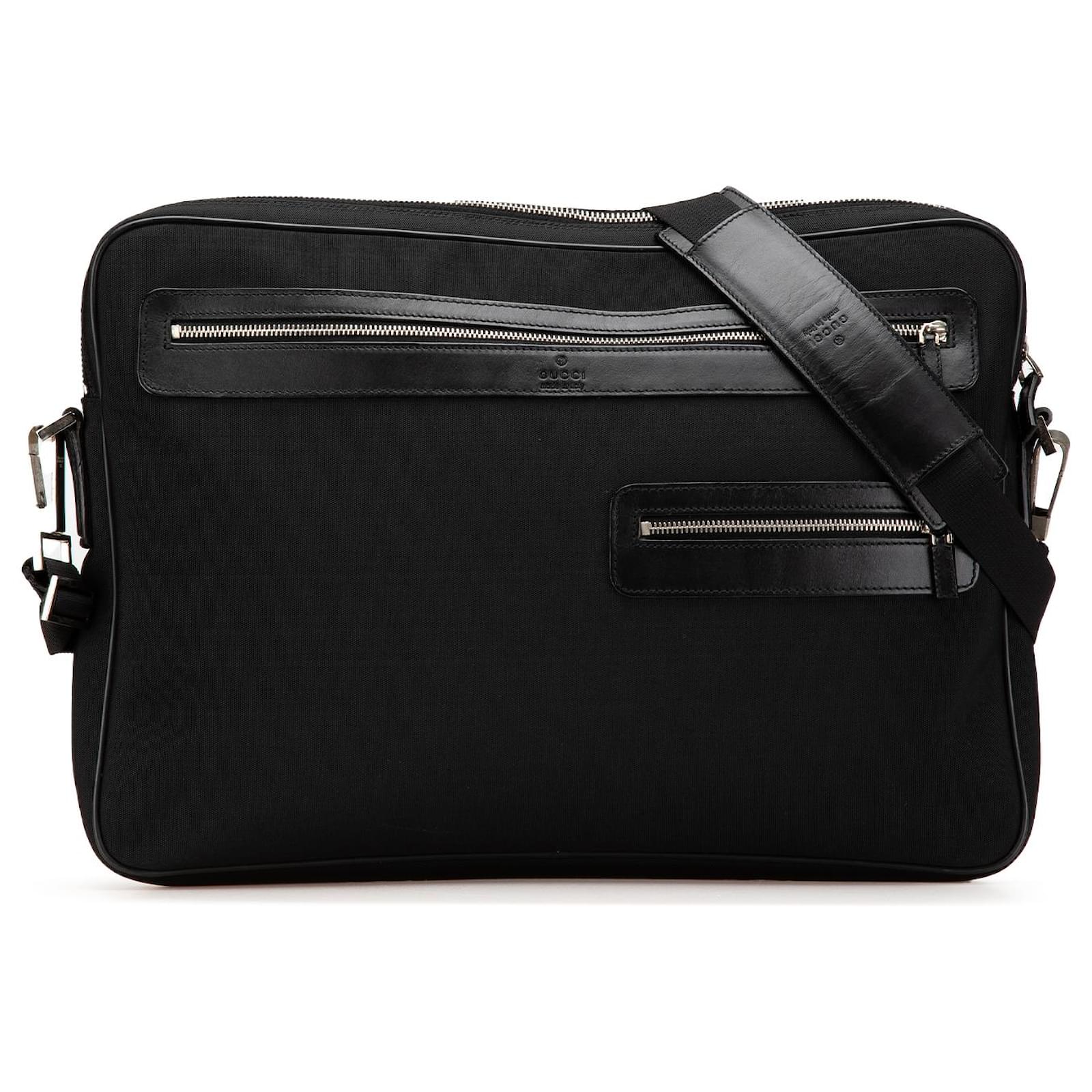 Gucci Black Leather Trimmed Nylon Laptop Bag Cloth  ref.2327019