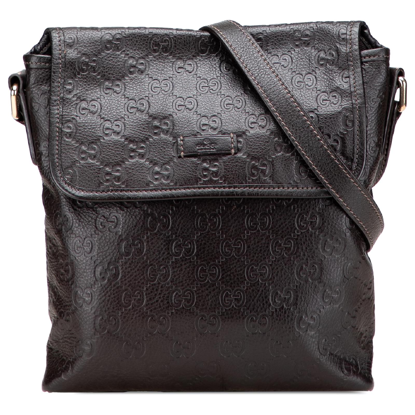 Gucci Brown Guccissima Crossbody Dark brown Leather Pony-style calfskin  ref.2327018