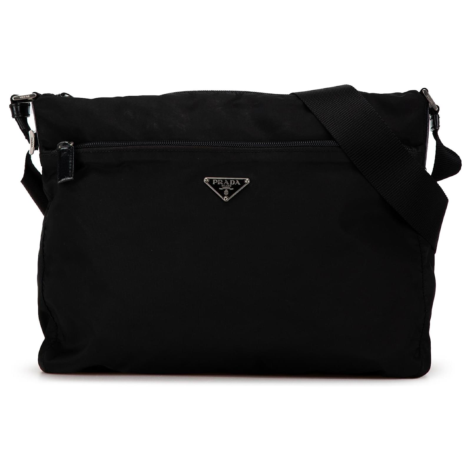 Prada Black Tessuto Zip Top Crossbody Nylon Cloth  ref.2327009