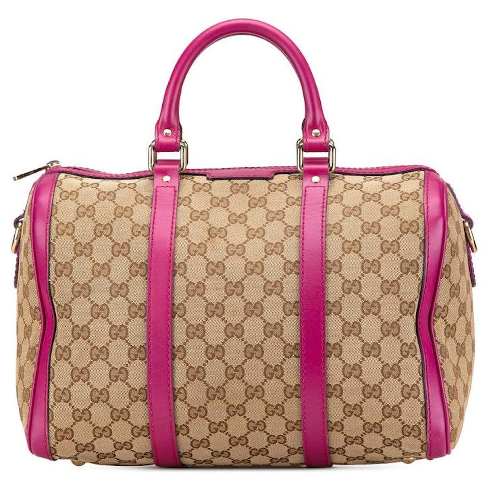 Gucci GG Canvas Boston Bag 247205 Beige Purple Leather Cloth  ref.2326851