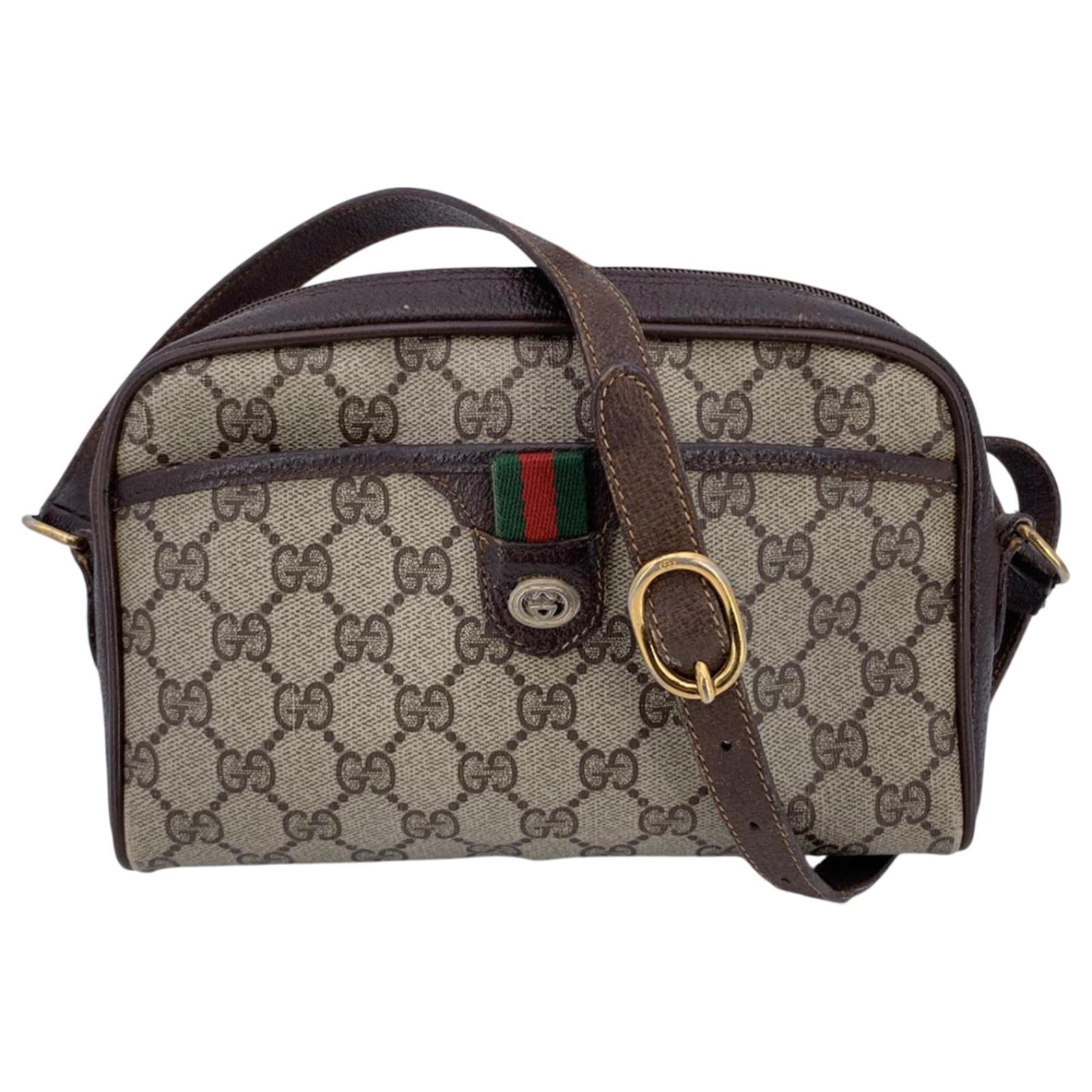 Ophidia Gucci Vintage Beige GG Monogram Canvas Messenger Crossbody Bag Brown Cloth  ref.2326842