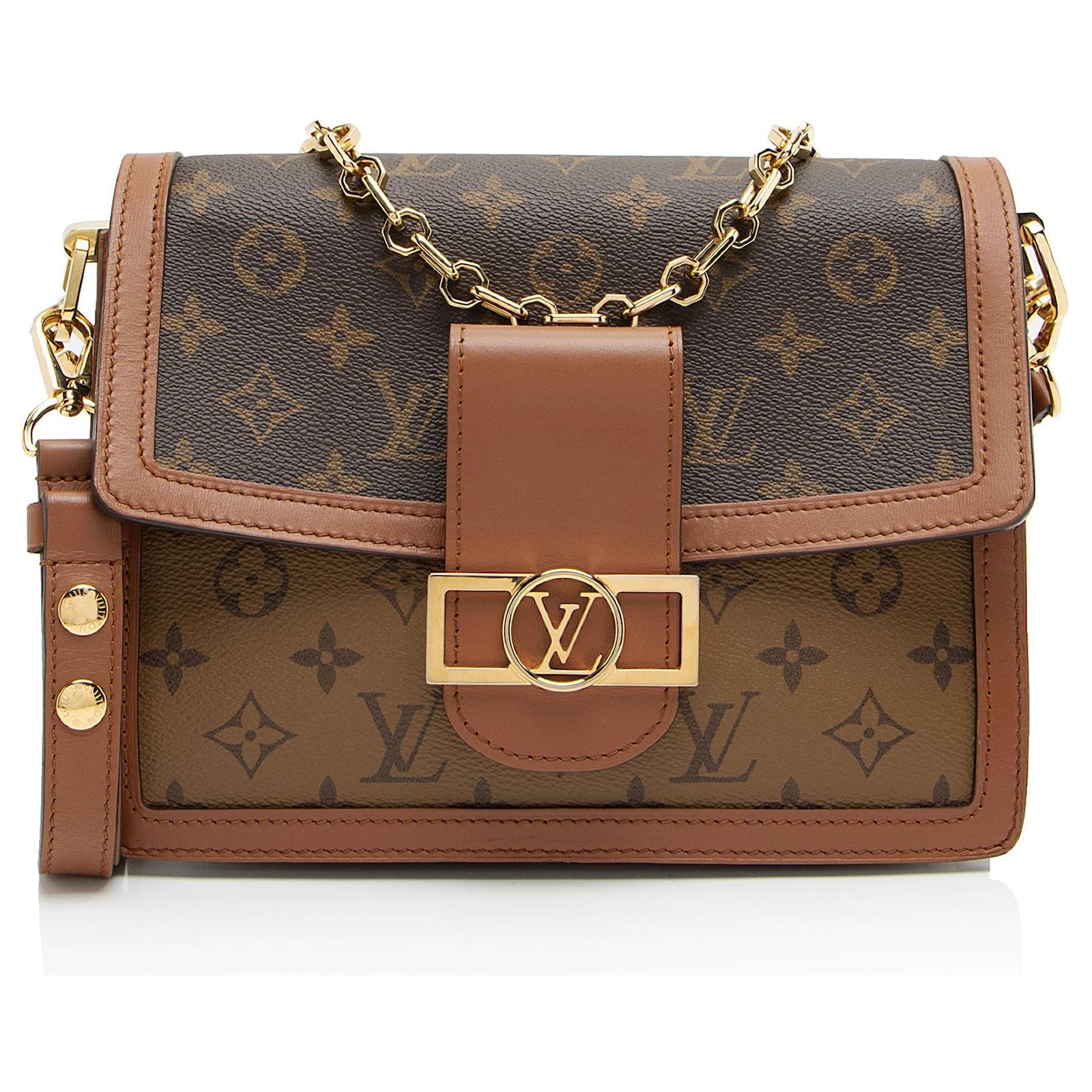 Louis Vuitton Reverse Monogram Dauphine MM Shoulder Bag Brown Leather  ref.2326802