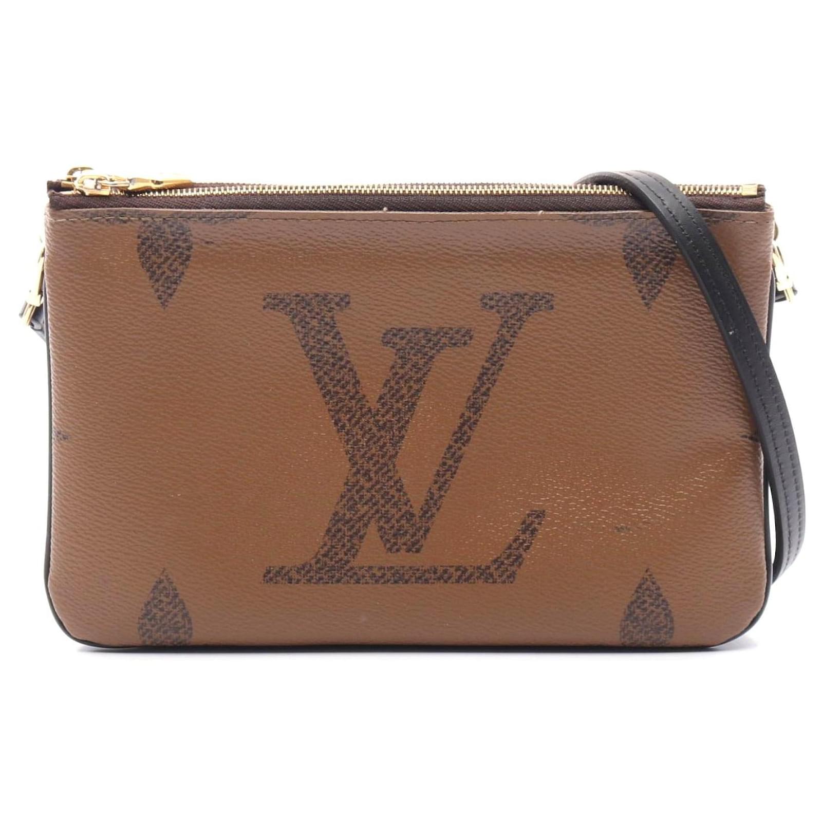 Louis Vuitton Pochette Double Zip Shoulder Bag Brown Cloth  ref.2326797