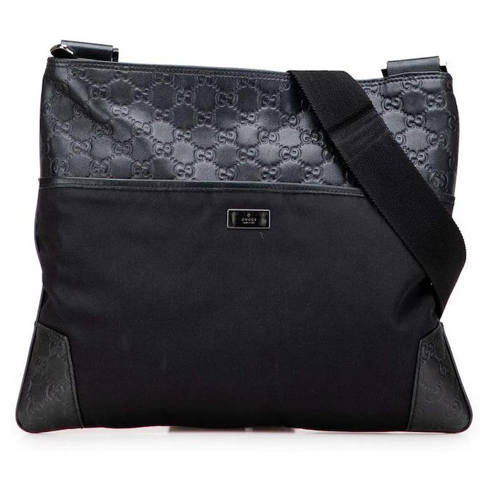 Gucci Gucci Signature Leather Nylon Shoulder Bag Black  ref.2326782