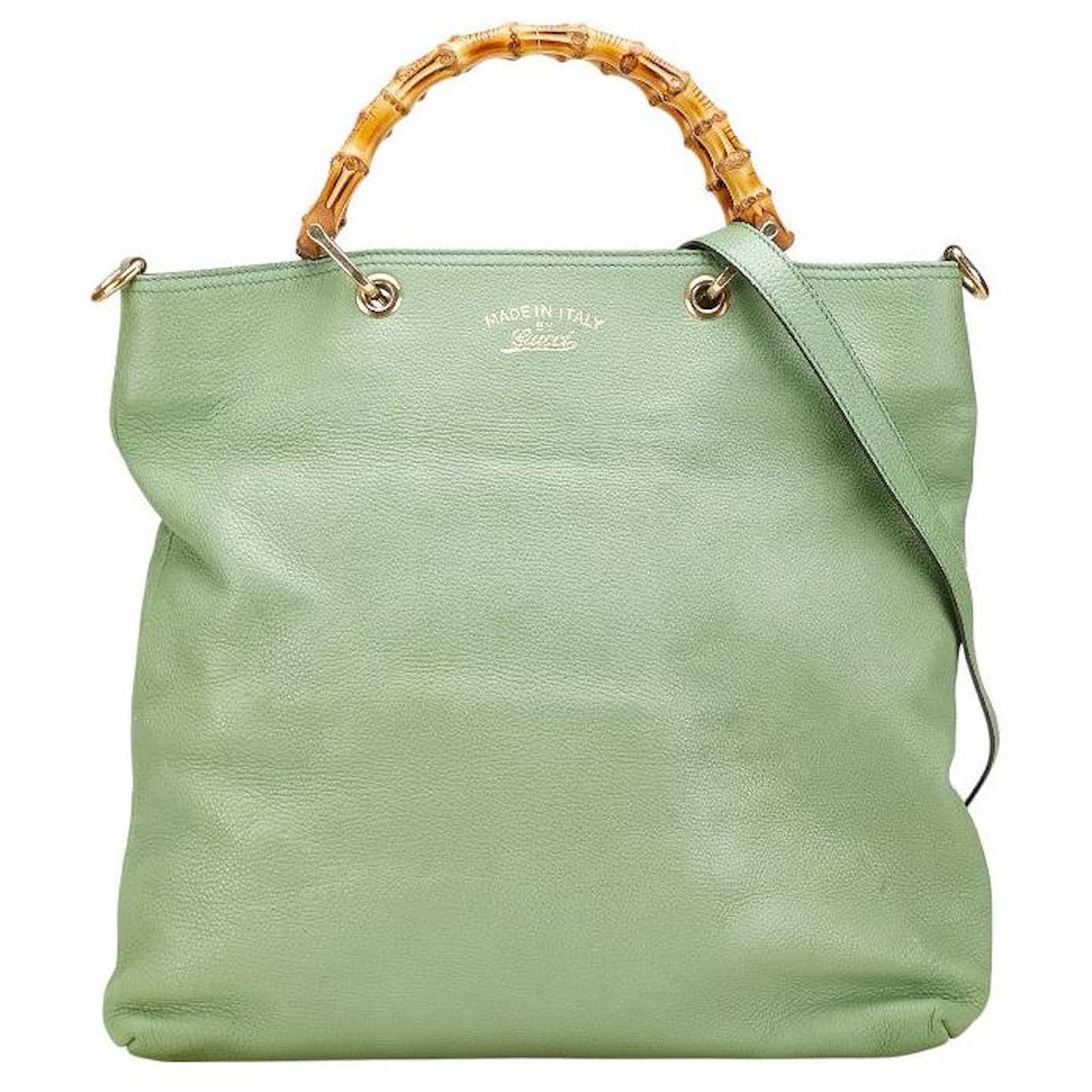 Gucci Bamboo Leather 2way Bag Green  ref.2326702