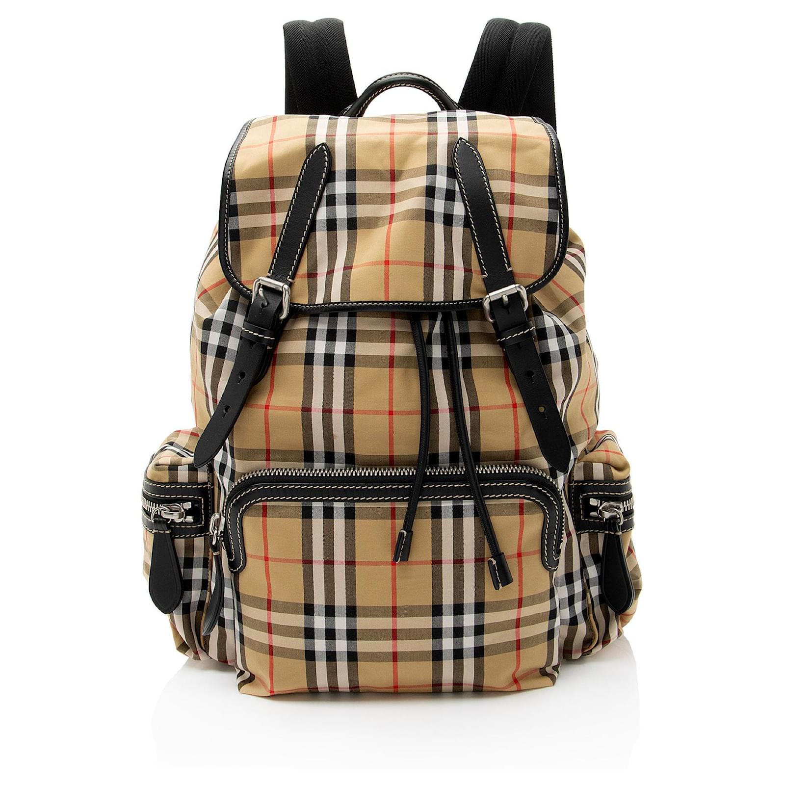 Burberry Vintage Check Medium Rucksack Backpack Brown Beige Leather  ref.2326665
