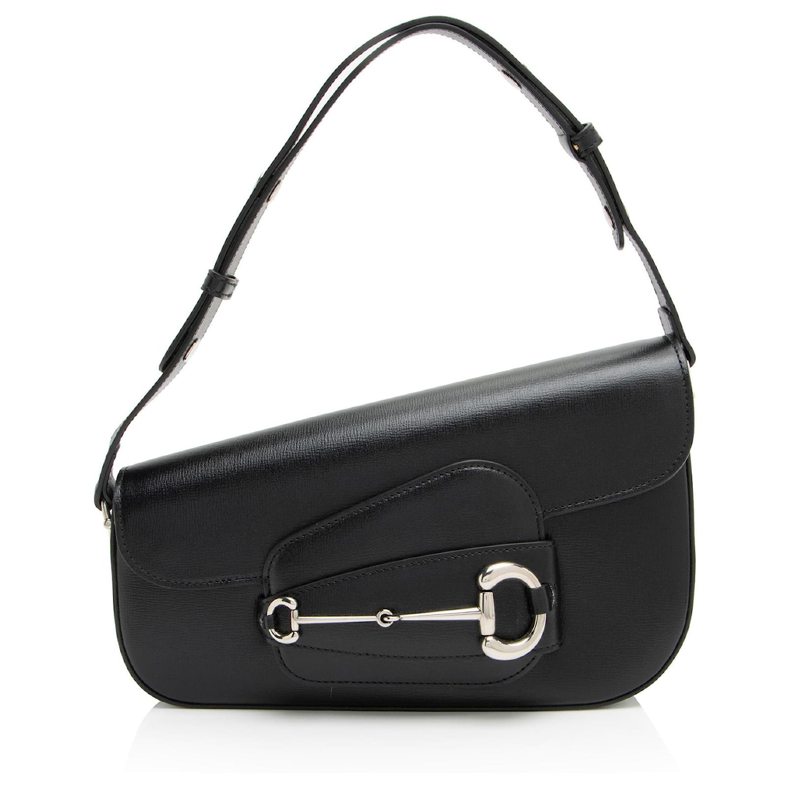 Gucci Calfskin Horsebit 1955 Asymmetric Small Shoulder Bag Black Leather Pony-style calfskin  ref.2326614