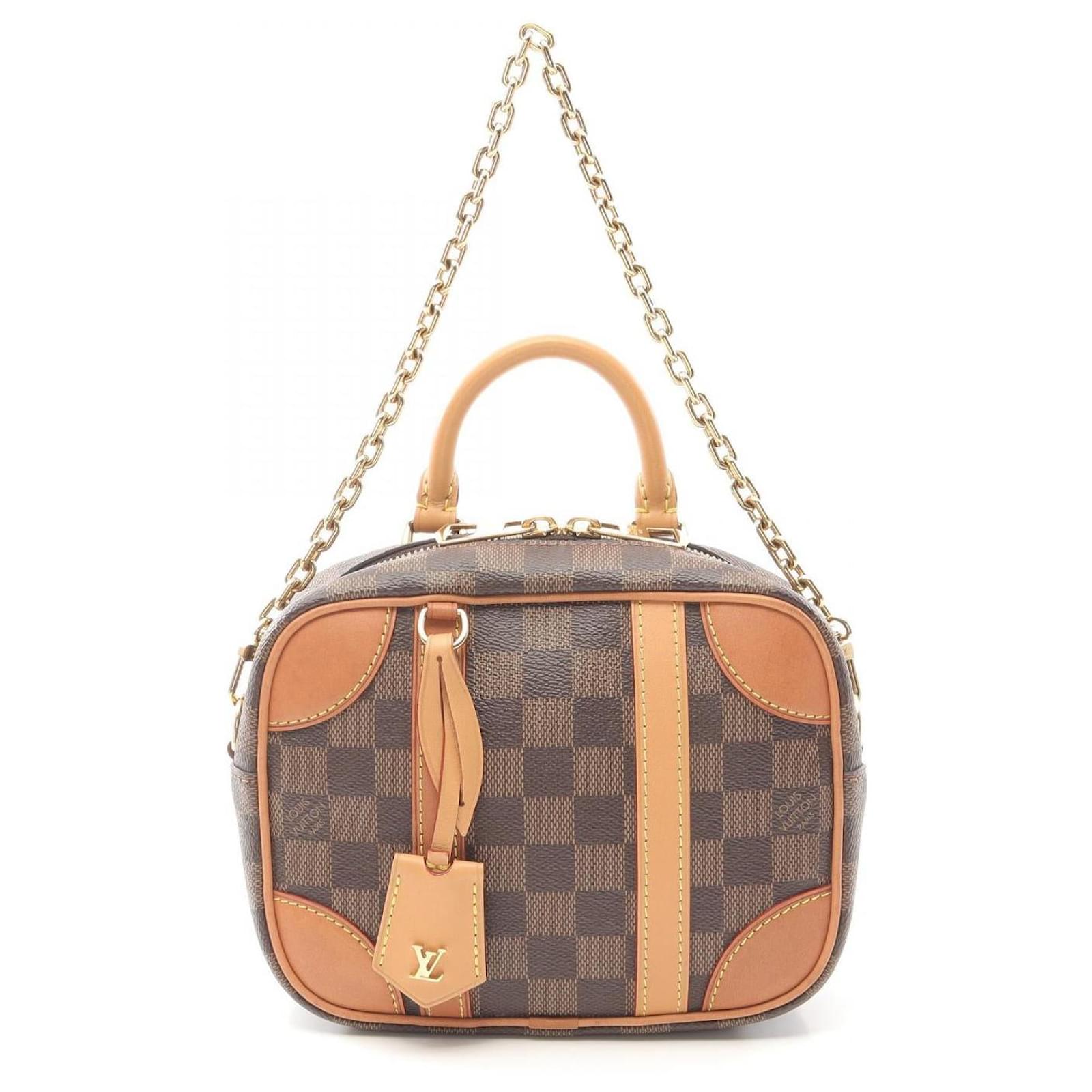Louis Vuitton Valisette Souple BB Damier Handbag Metallic Bronze Cloth  ref.2326612
