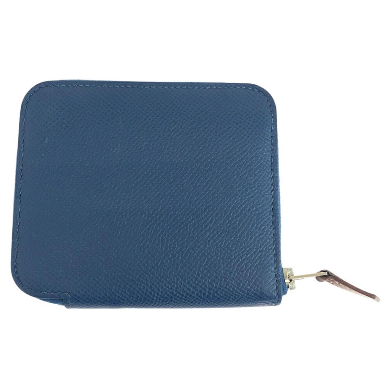 Hermès Hermes Azap Compact Silk In Vau Epsom Wallet Blue Leather  ref.2326605