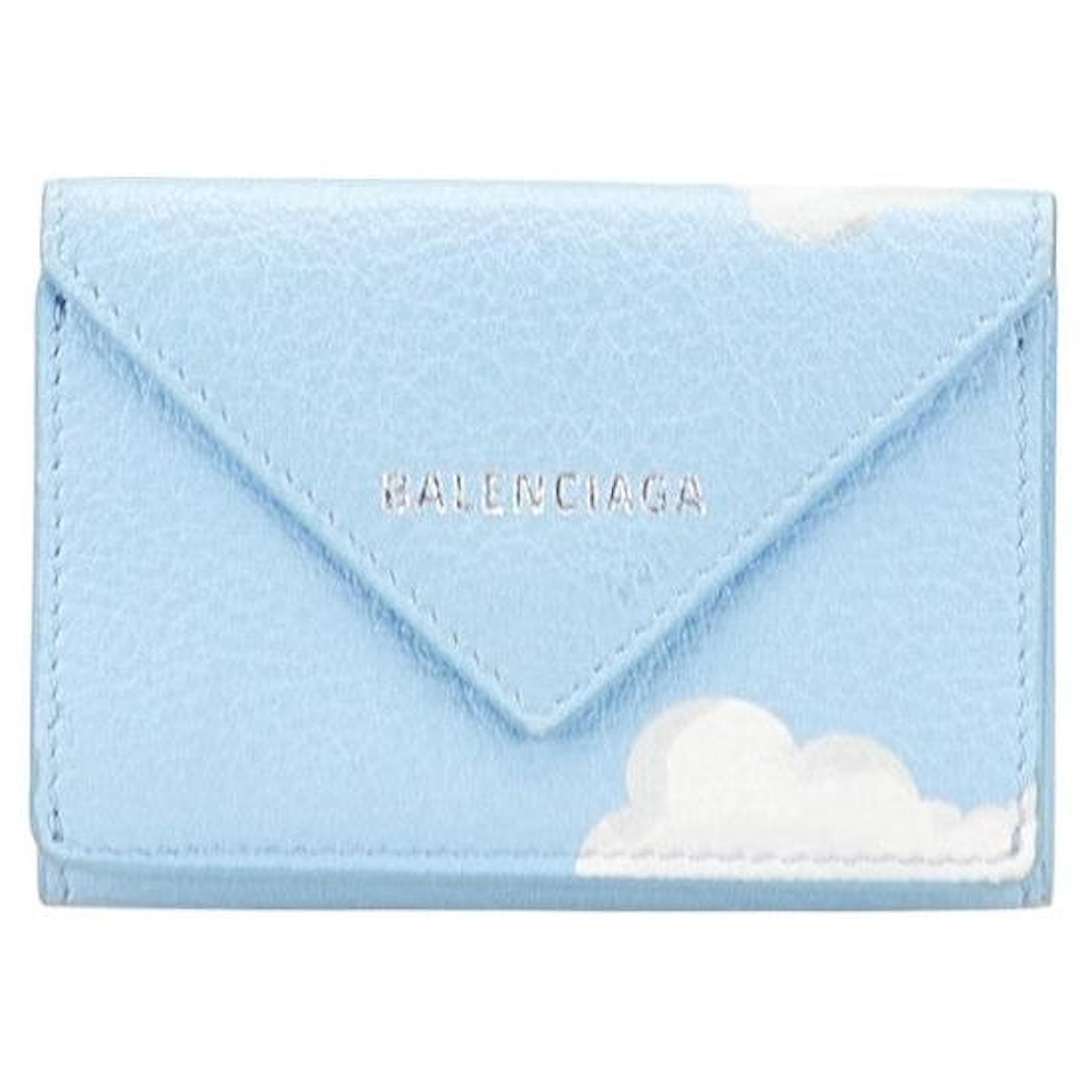 Balenciaga Papier Mini Wallet Leather Wallet Blue  ref.2326588