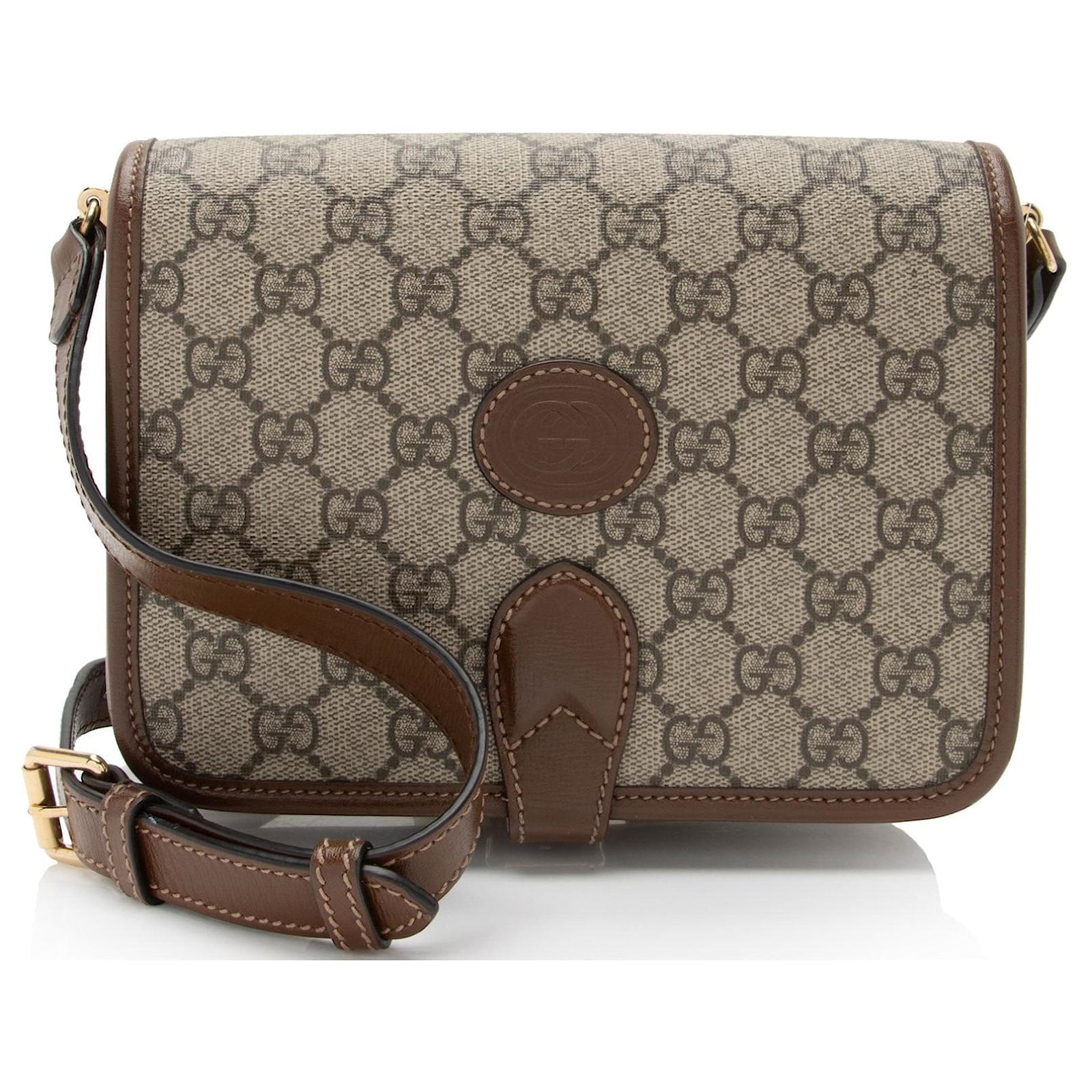 Gucci GG Supreme Interlocking G Mini Crossbody Brown Leather  ref.2326568