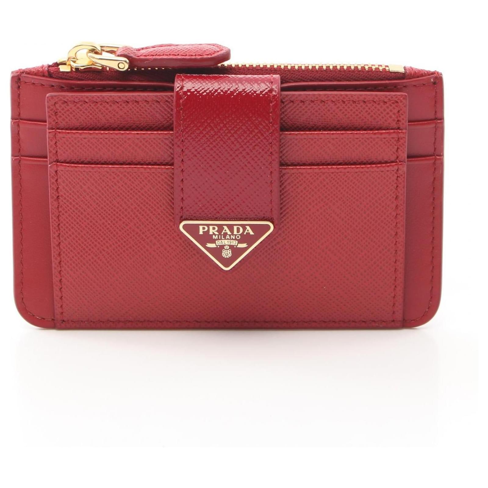 Prada SAFFIANO TAB LU Leather Coin Case Red  ref.2326555