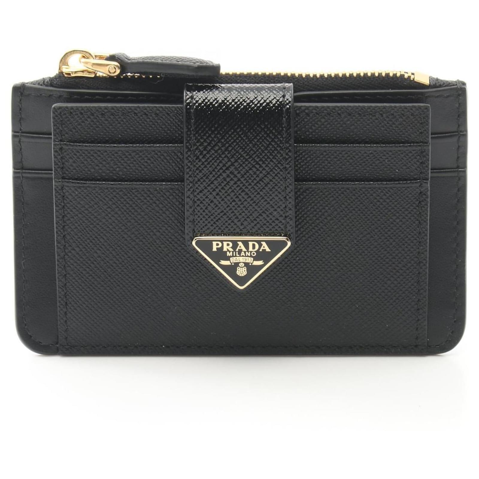 Prada SAFFIANO TAB LU Leather Coin Case Black  ref.2326545