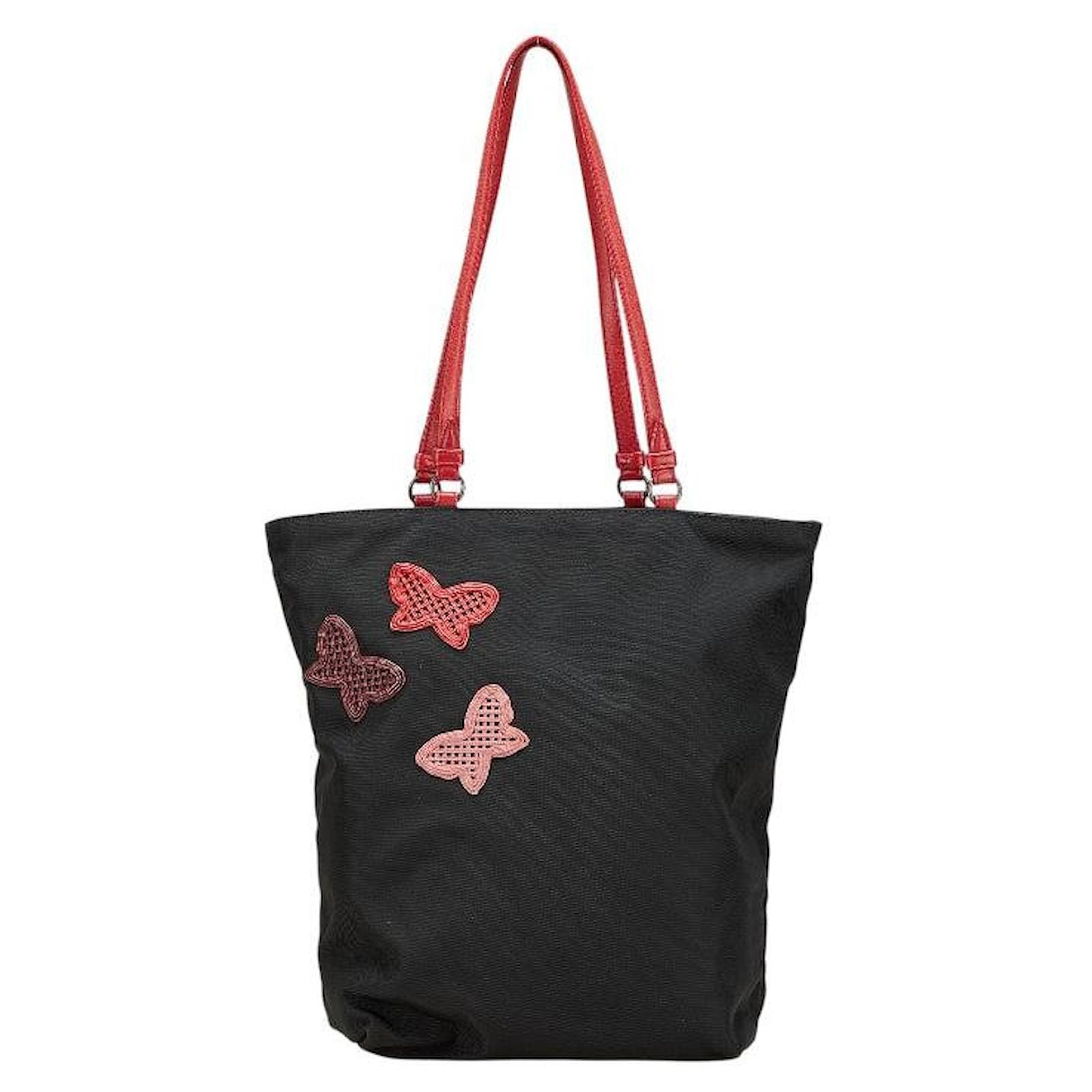 Bottega Veneta Butterfly Nylon Leather Tote Bag Black  ref.2326498