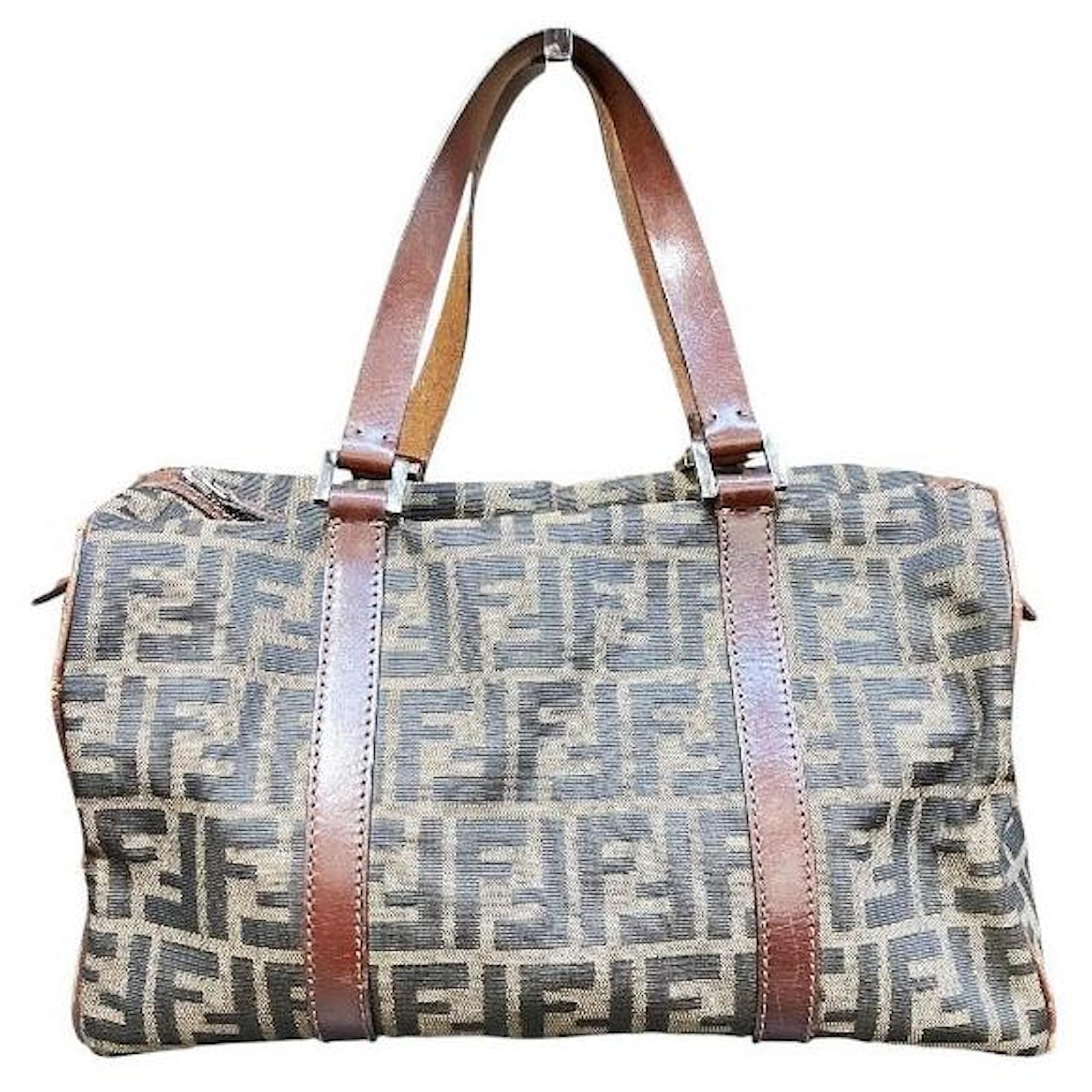 Fendi Zucca Canvas Boston Bag Brown Cloth  ref.2326467