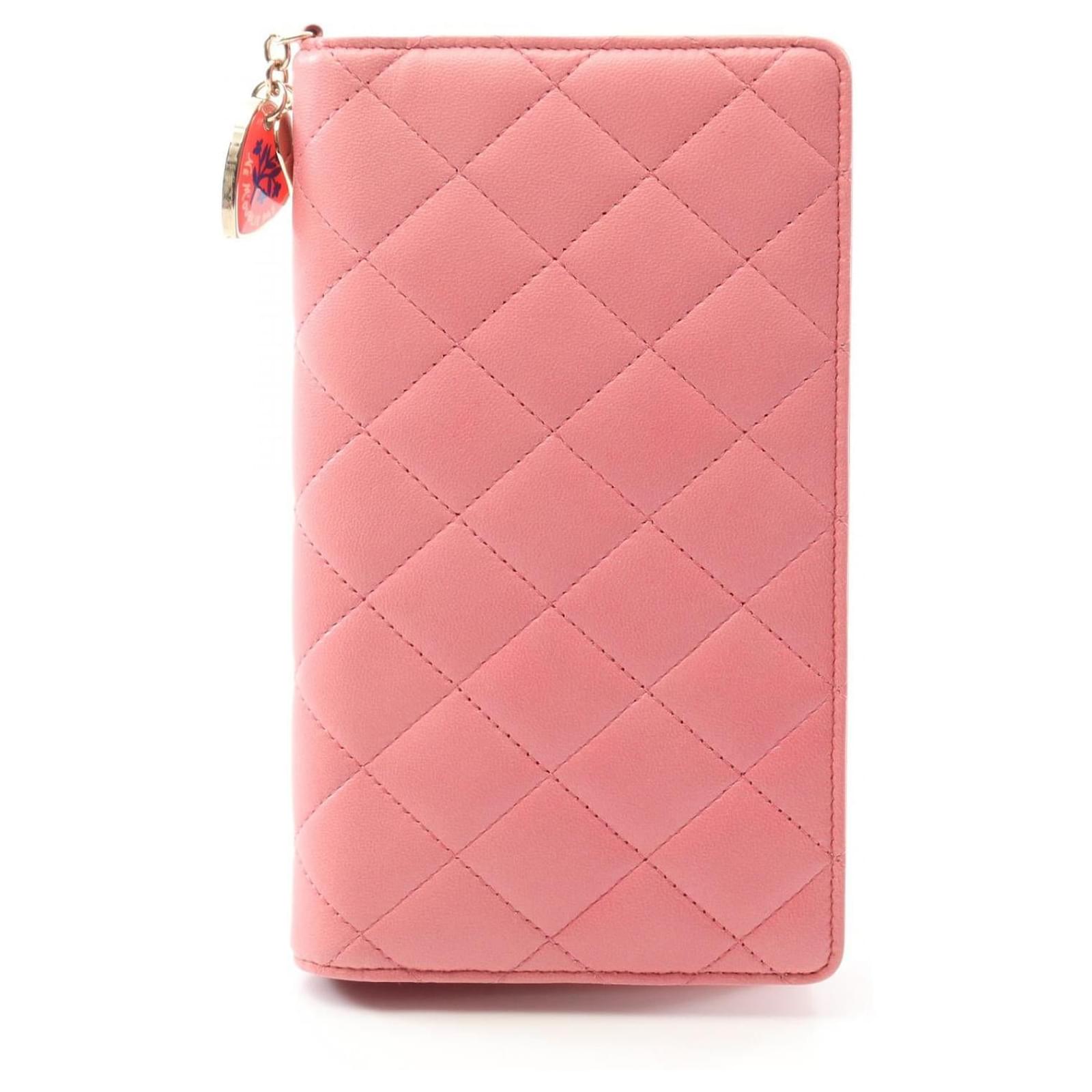 Chanel Matelasse Lambskin Long Wallet Pink Leather  ref.2326445